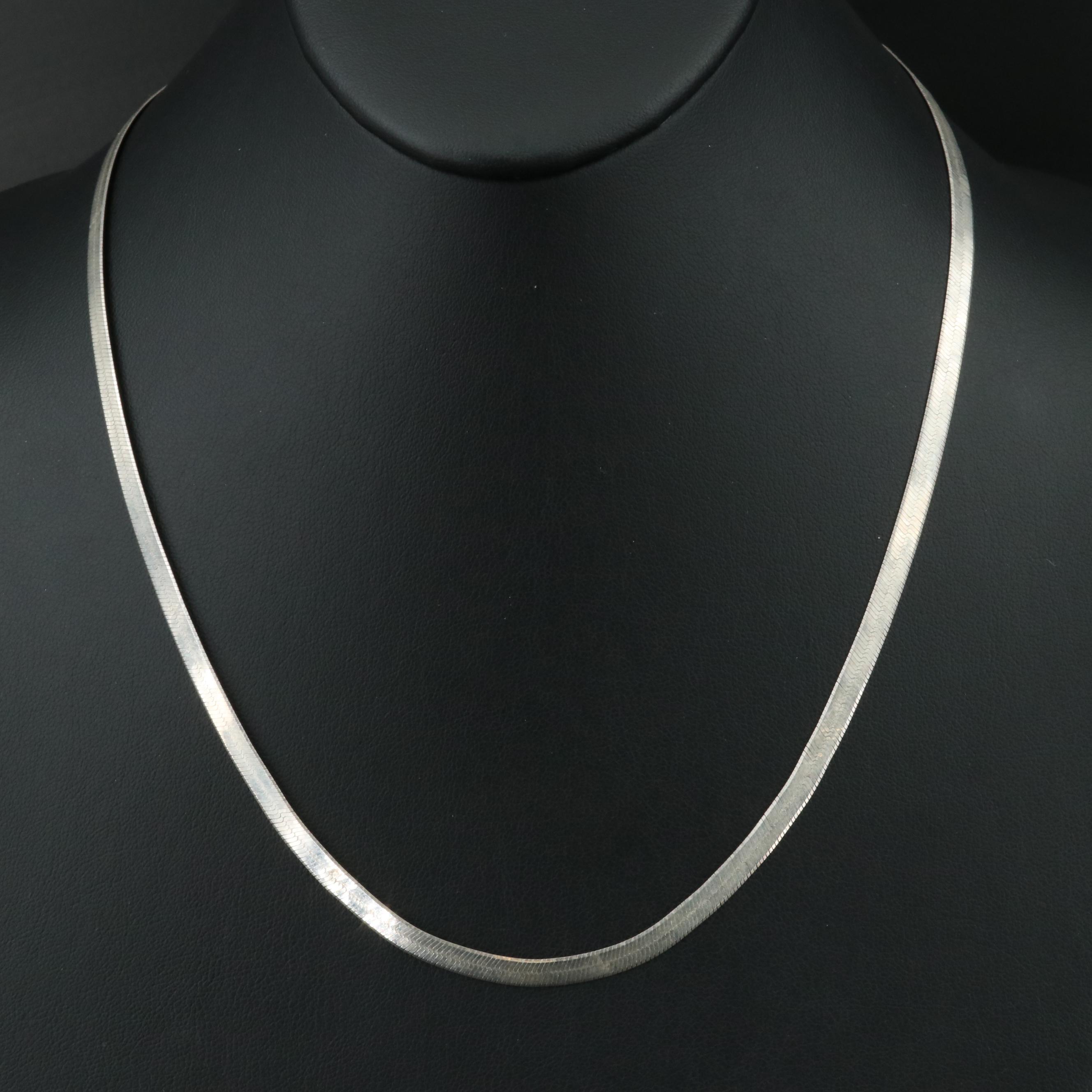 Italian Sterling Herringbone Chain Necklace
