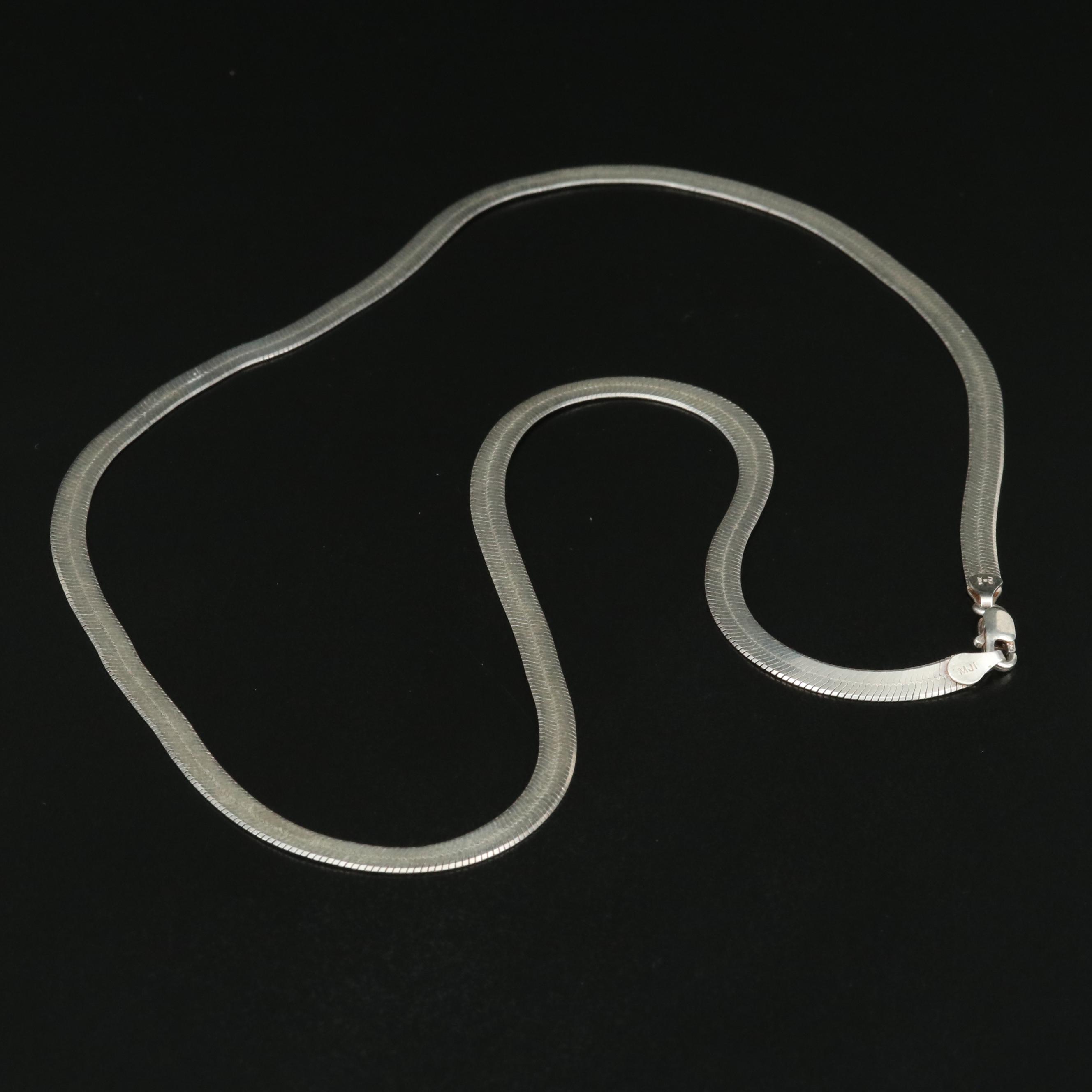 Italian Sterling Herringbone Chain Necklace