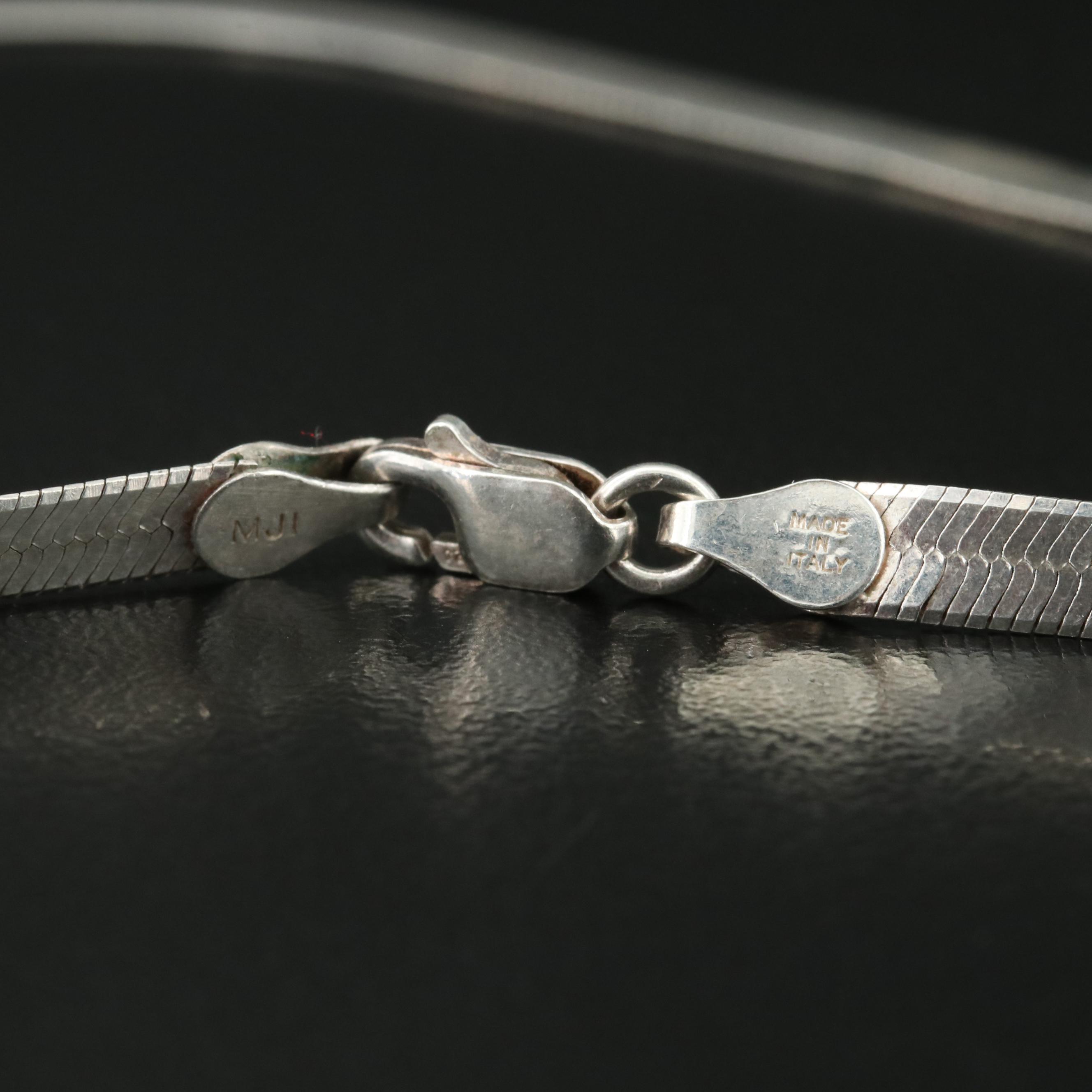 Italian Sterling Herringbone Chain Necklace
