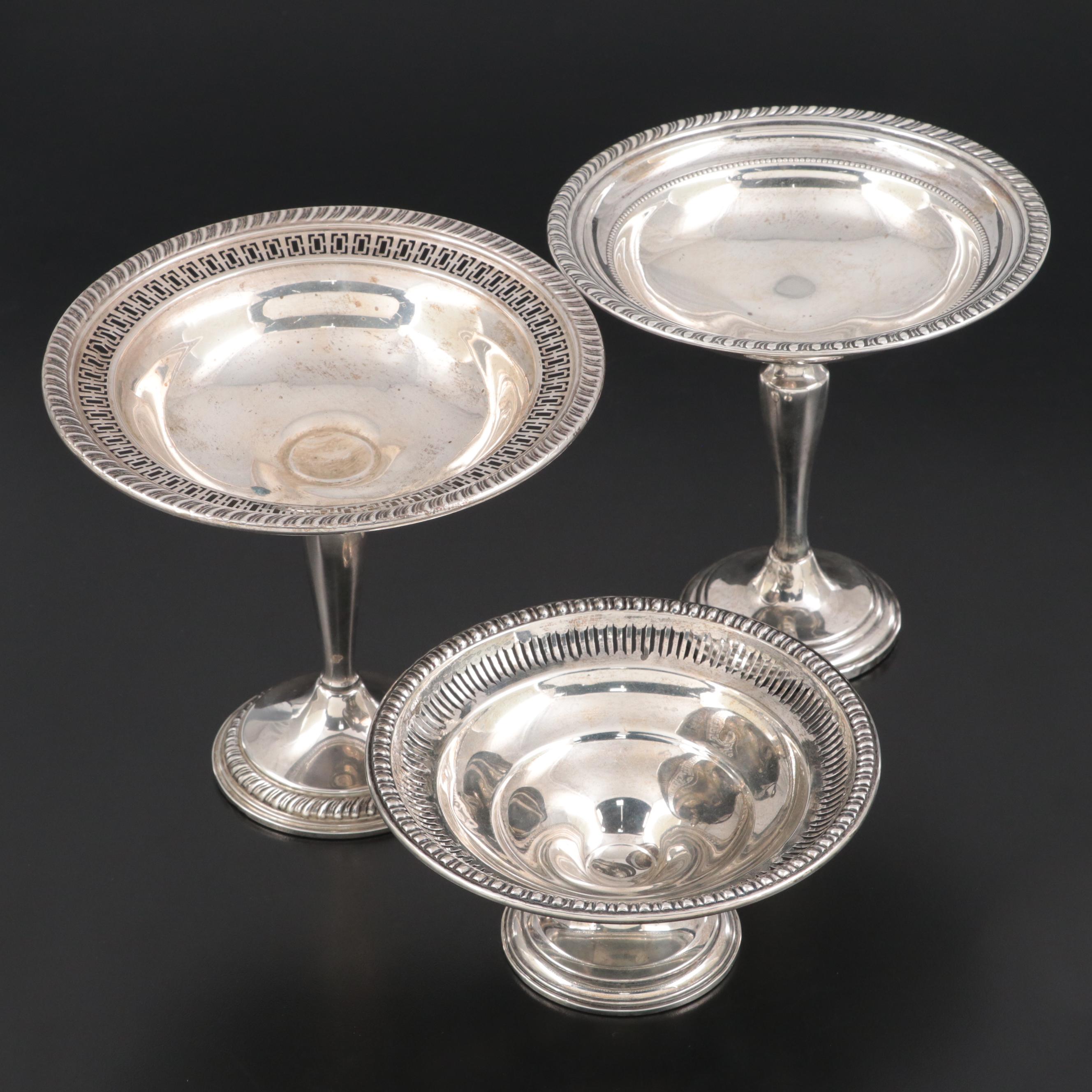 Wm. Rogers and Other Weighted Sterling Silver Compotes and Footed Bowl