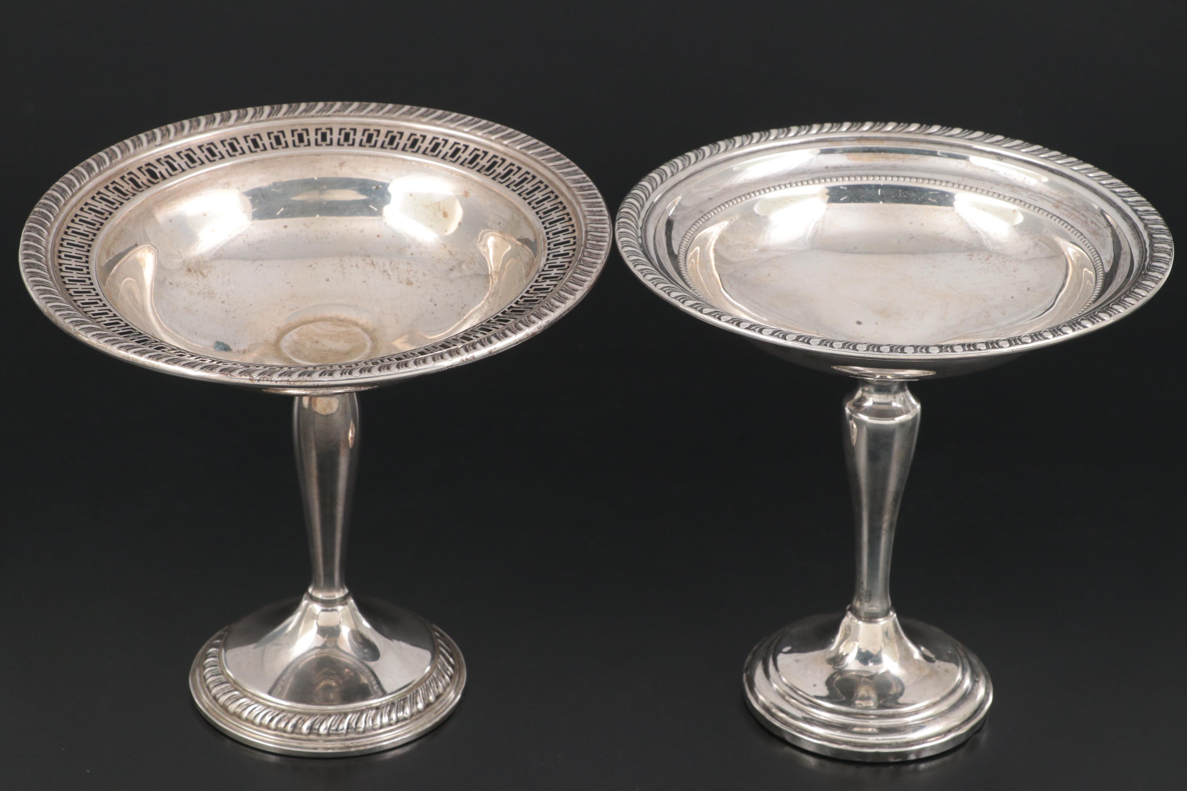 Wm. Rogers and Other Weighted Sterling Silver Compotes and Footed Bowl