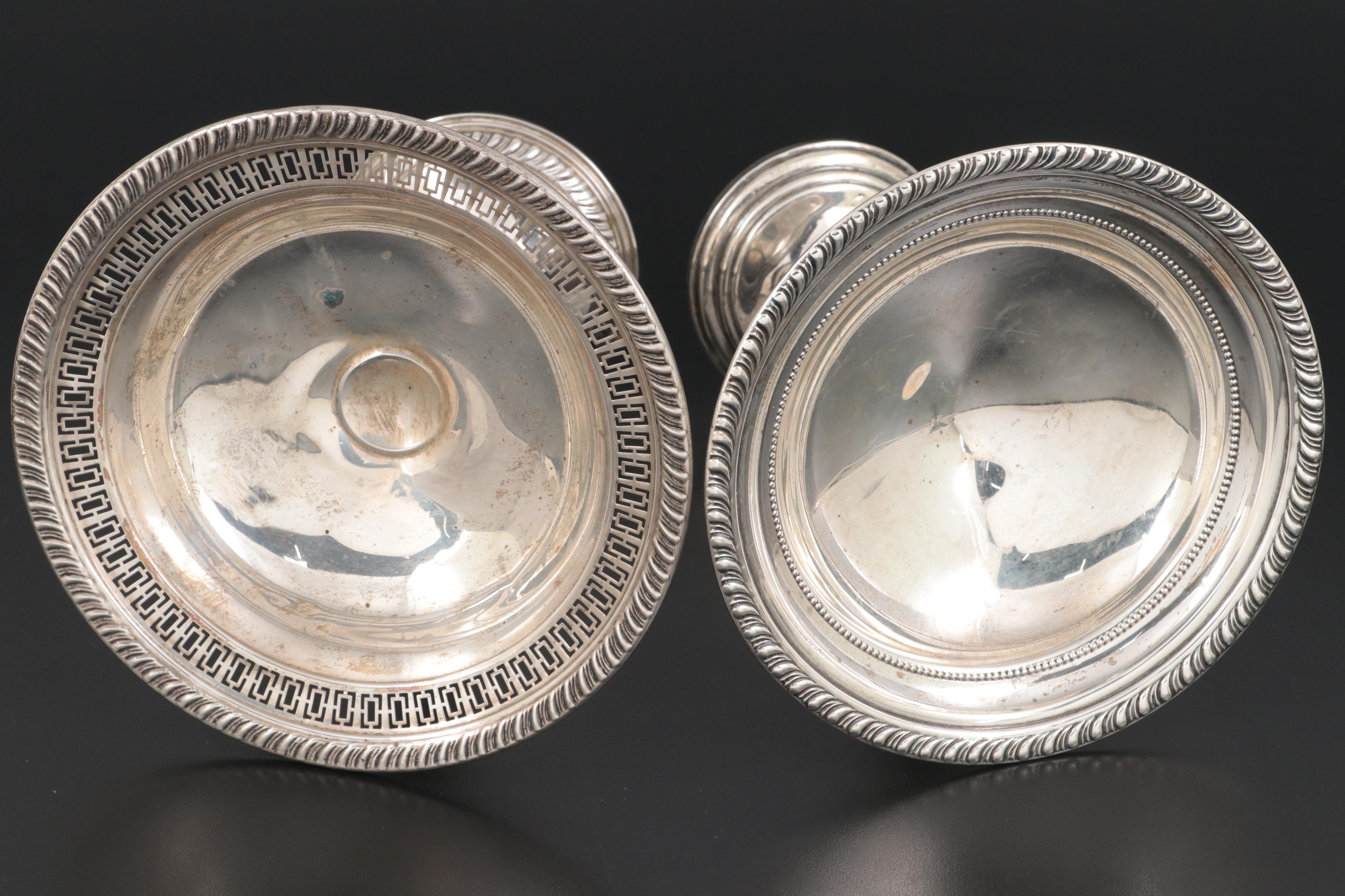 Wm. Rogers and Other Weighted Sterling Silver Compotes and Footed Bowl