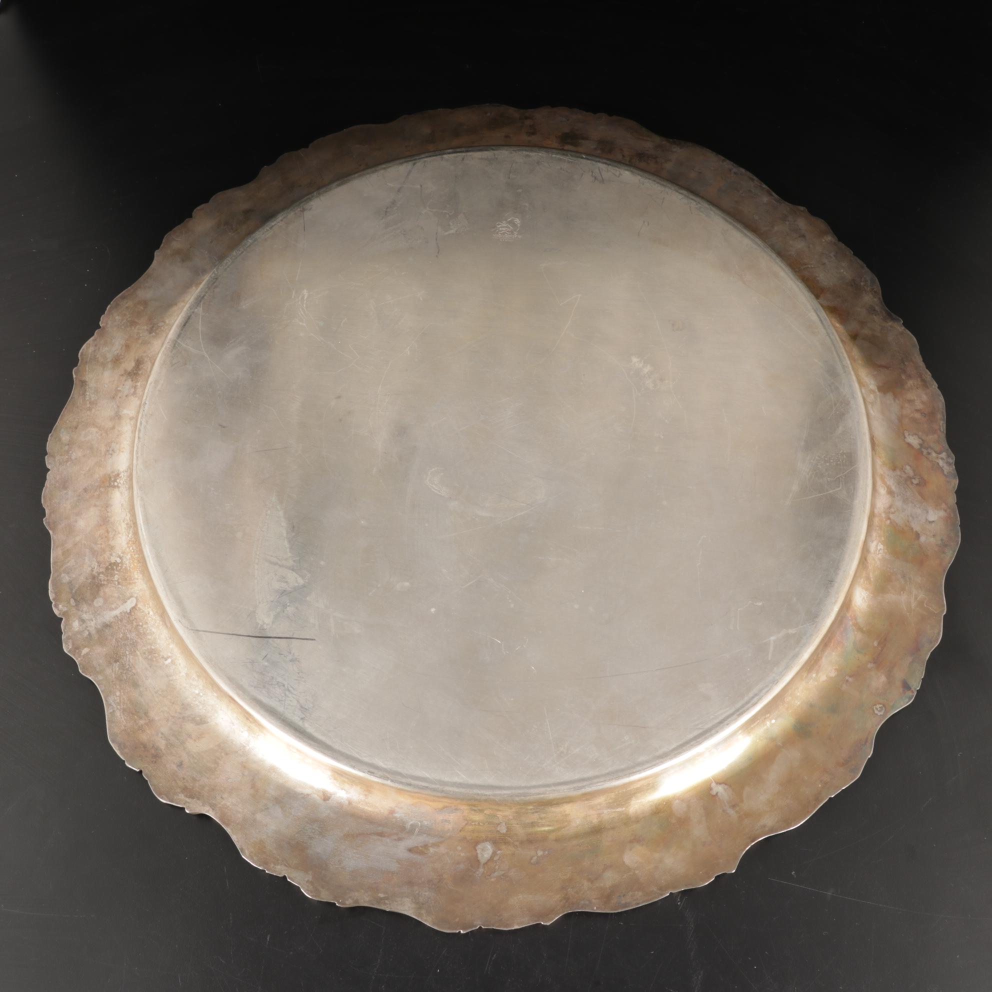 Sheridan Silver Co. "Harvest Grape" Silver Plate Punch Bowl and Tray