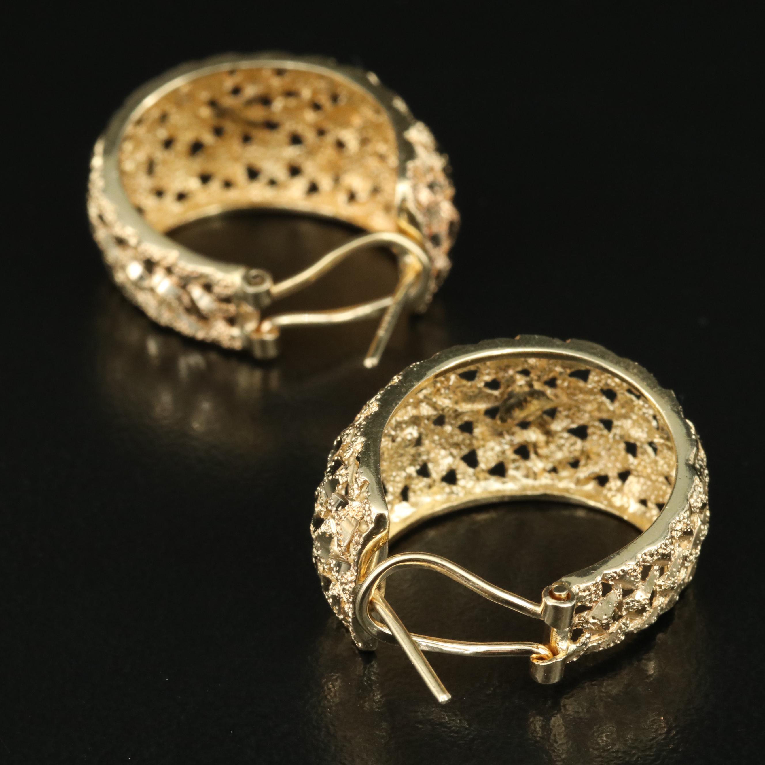 14K Hoop Earrings with Diamond Cut Finish