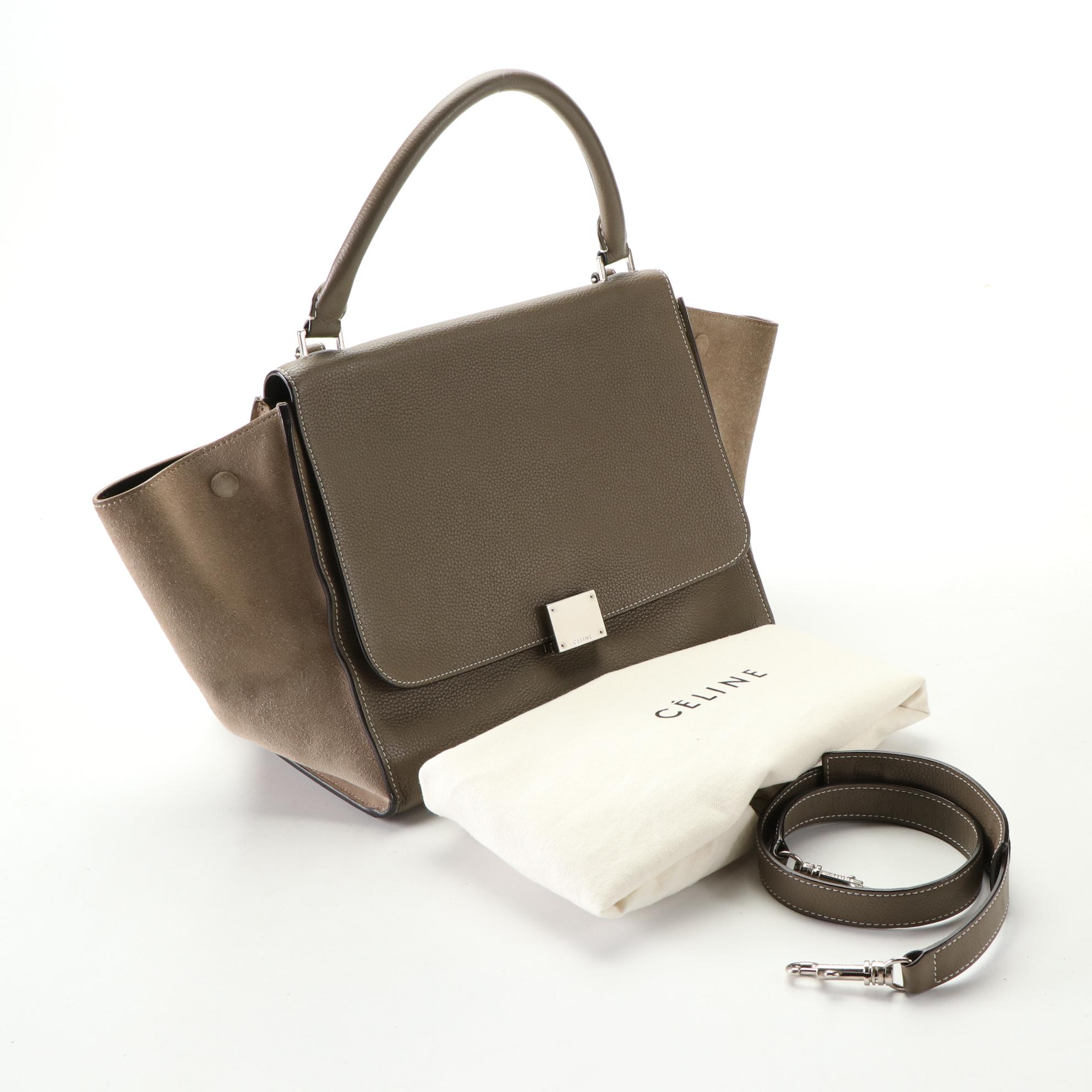 Céline Medium Trapeze Two-Way Bag in Suede and Grained Leather