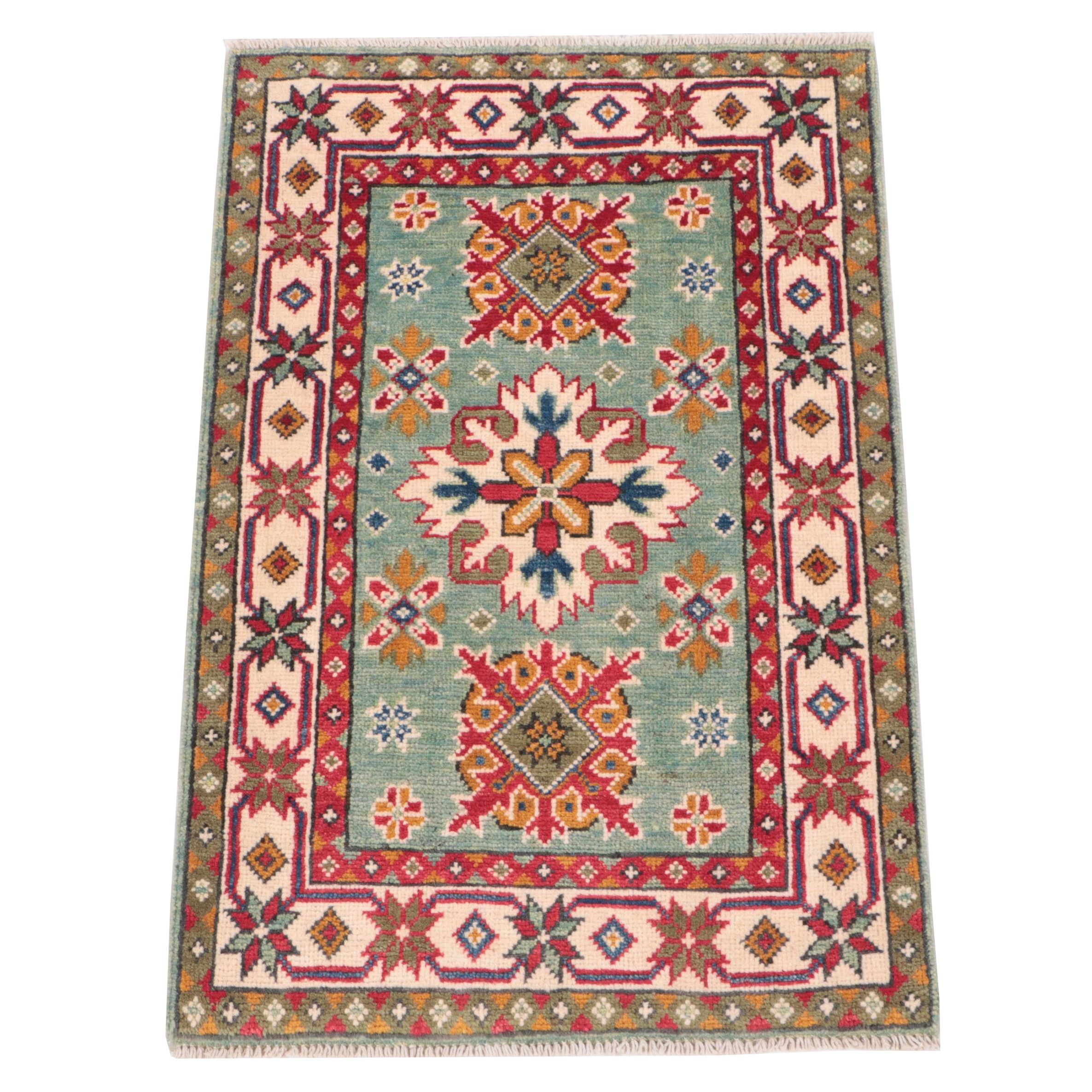 2' x 3' Hand-Knotted Indo-Caucasian Kazak Accent Rug