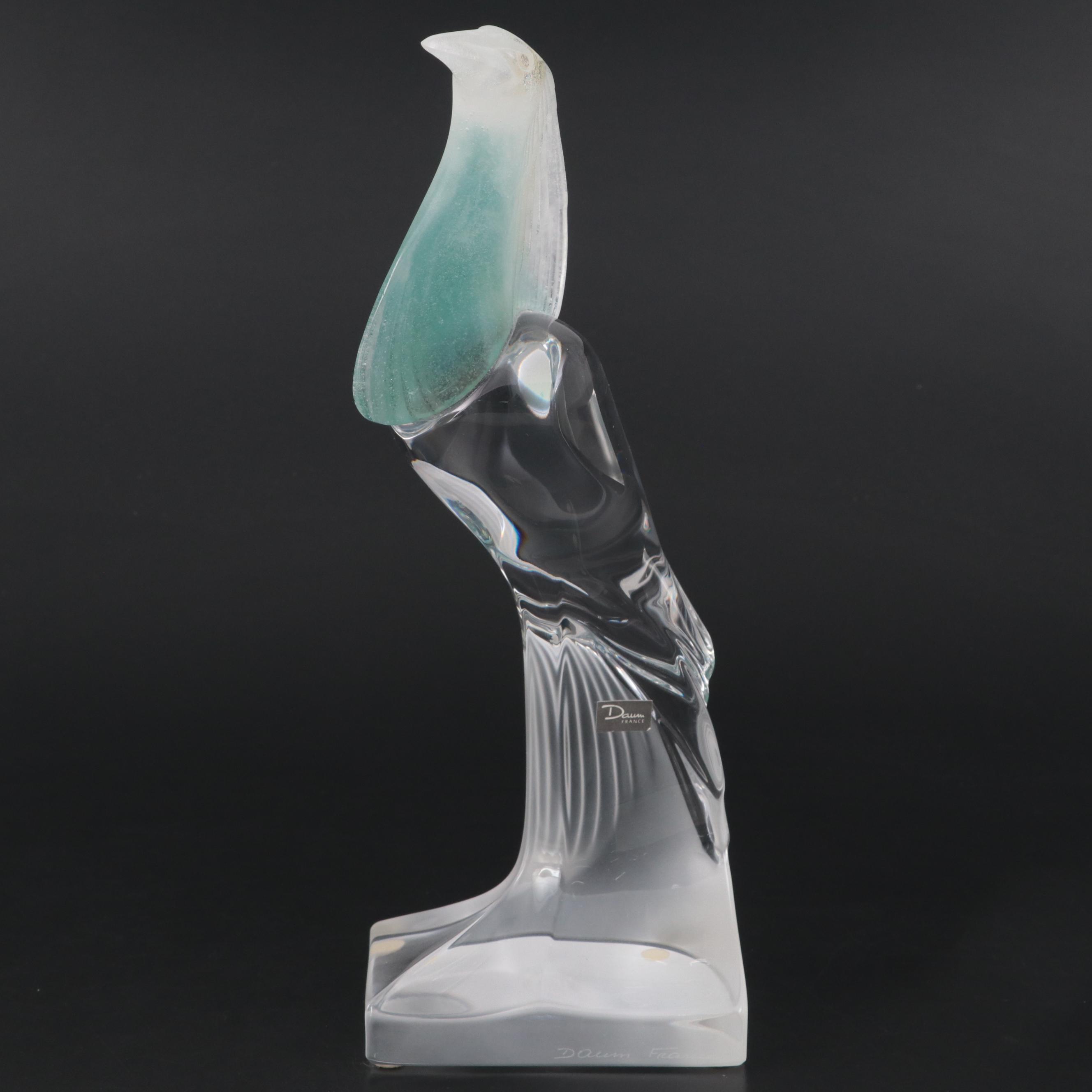 Daum France Pate-de-verre Art Glass Egret Sculpture