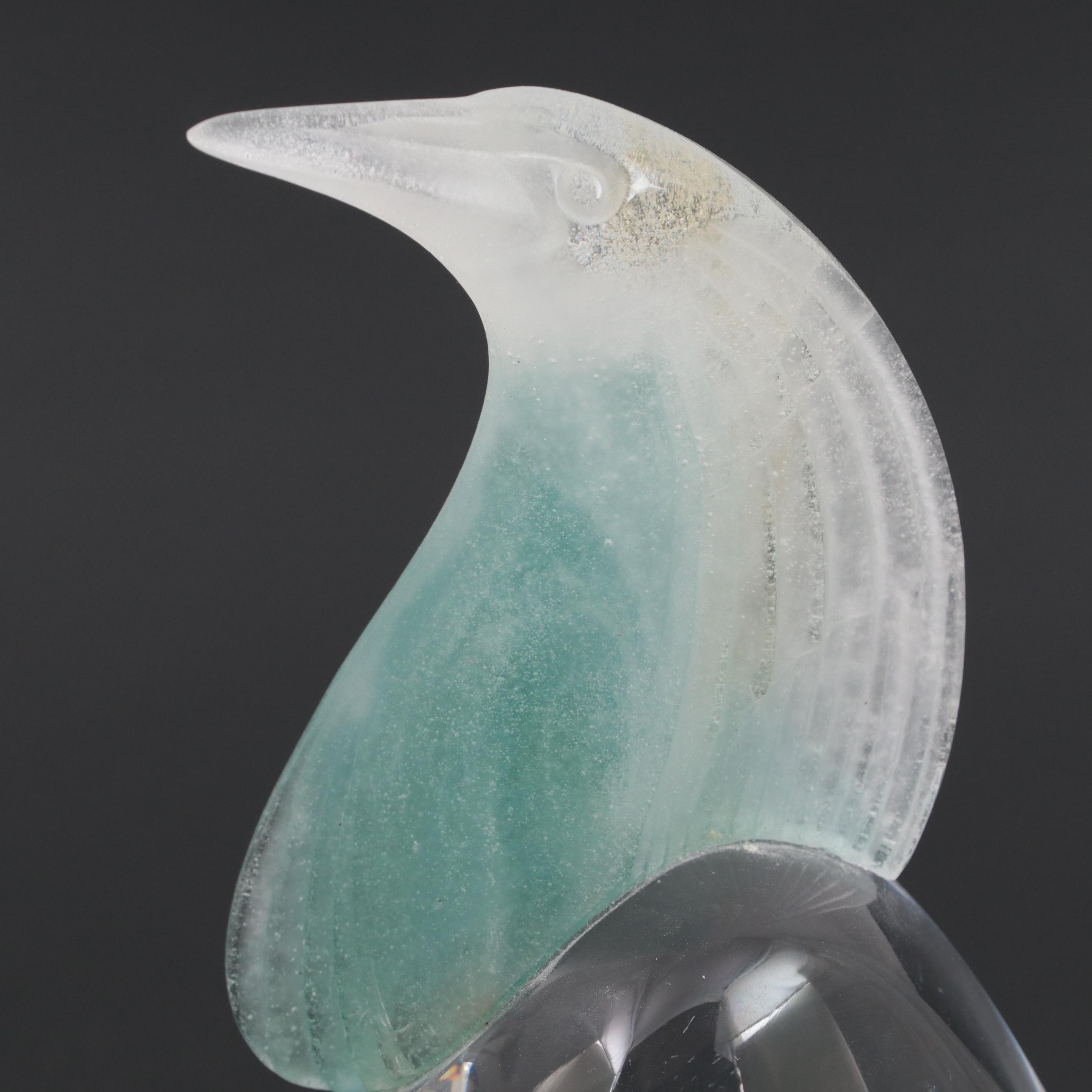 Daum France Pate-de-verre Art Glass Egret Sculpture