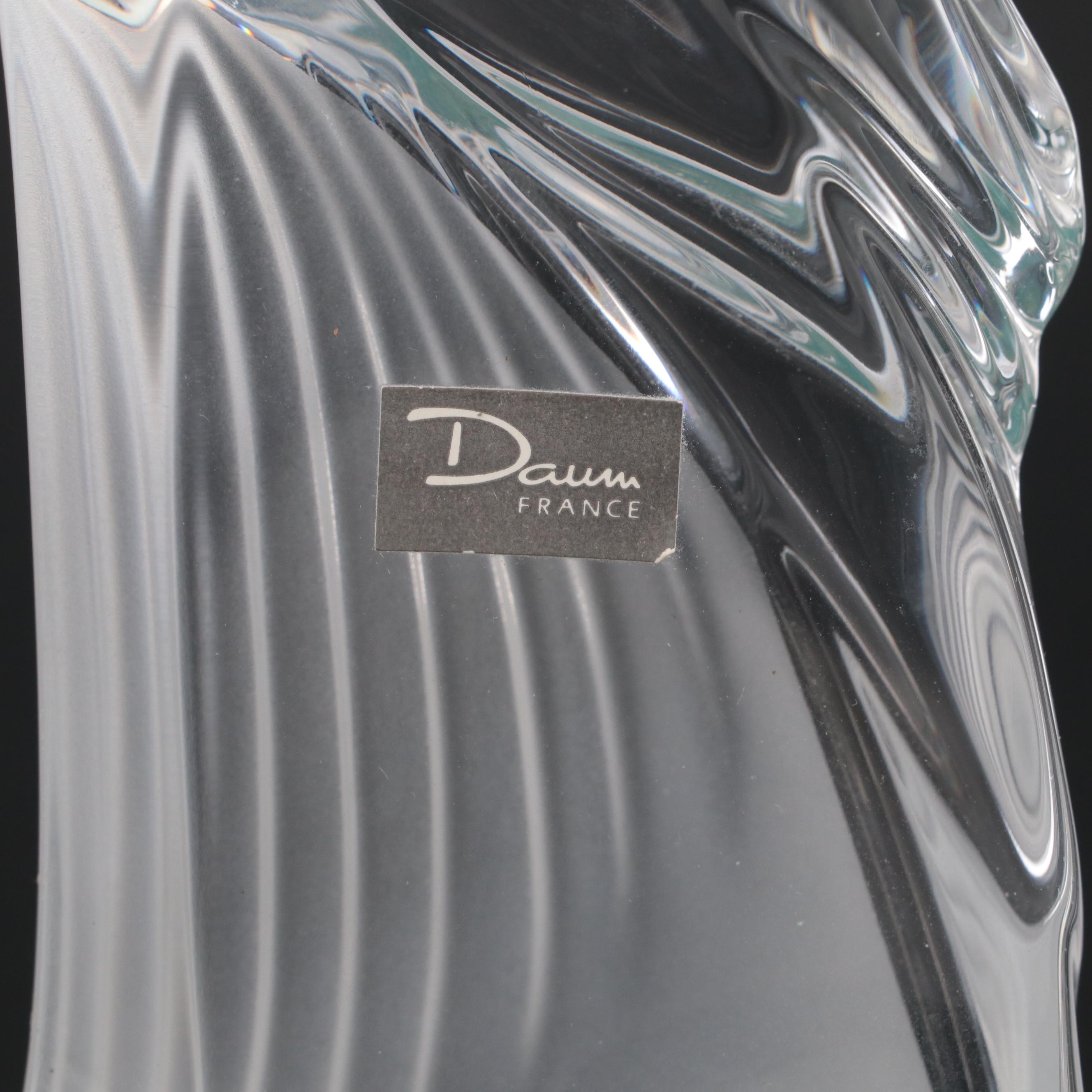 Daum France Pate-de-verre Art Glass Egret Sculpture