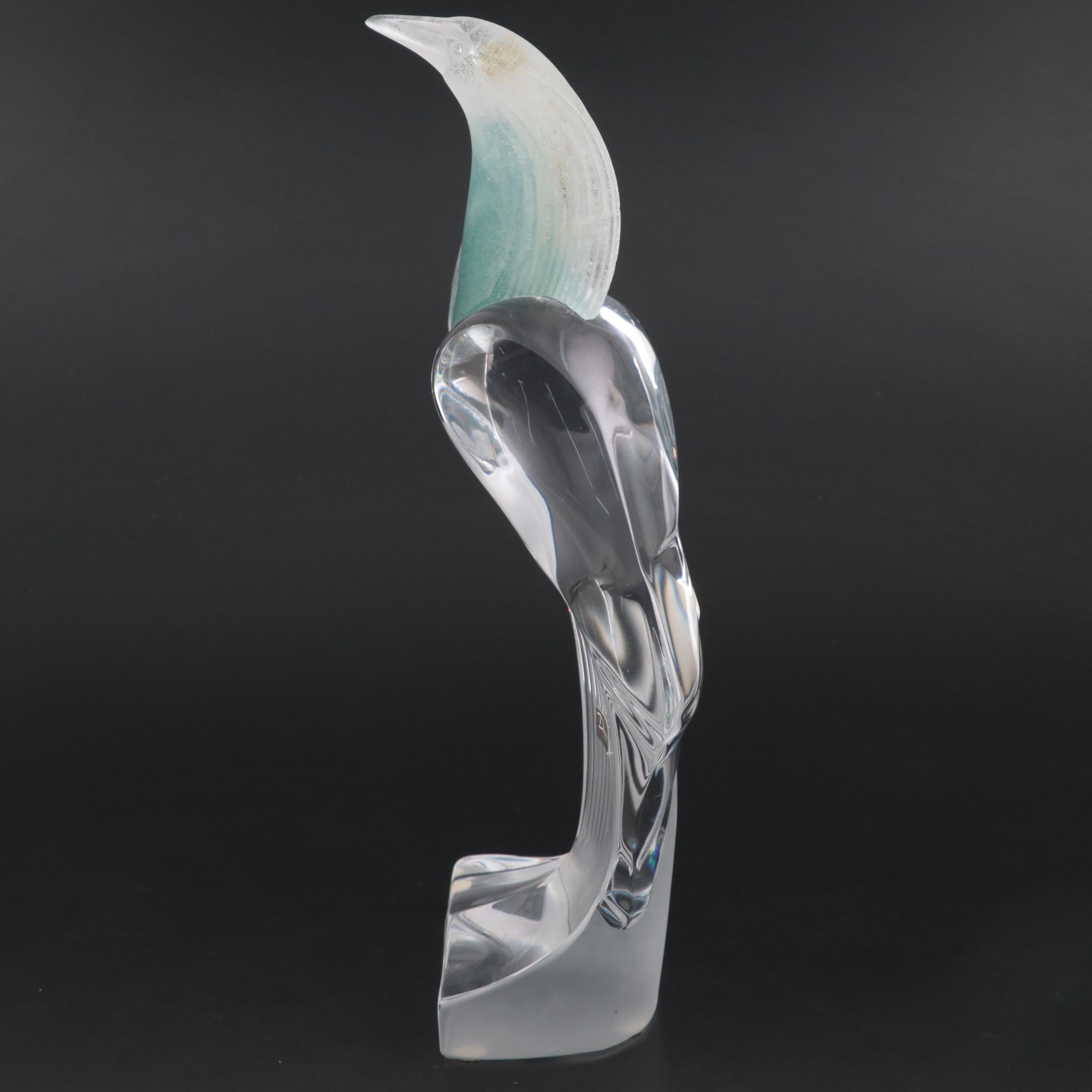 Daum France Pate-de-verre Art Glass Egret Sculpture