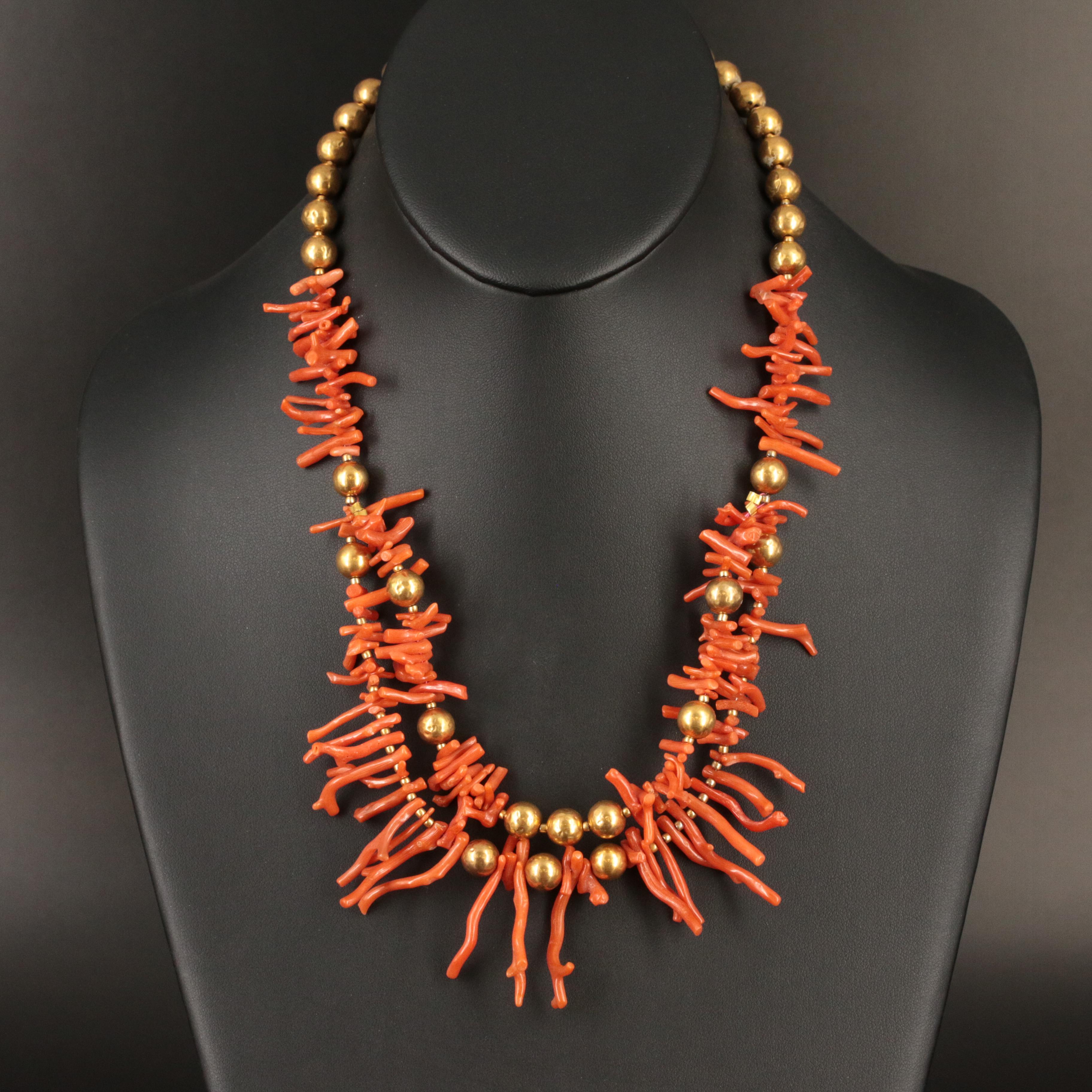 Vintage Coral Necklace with Sterling Clasp