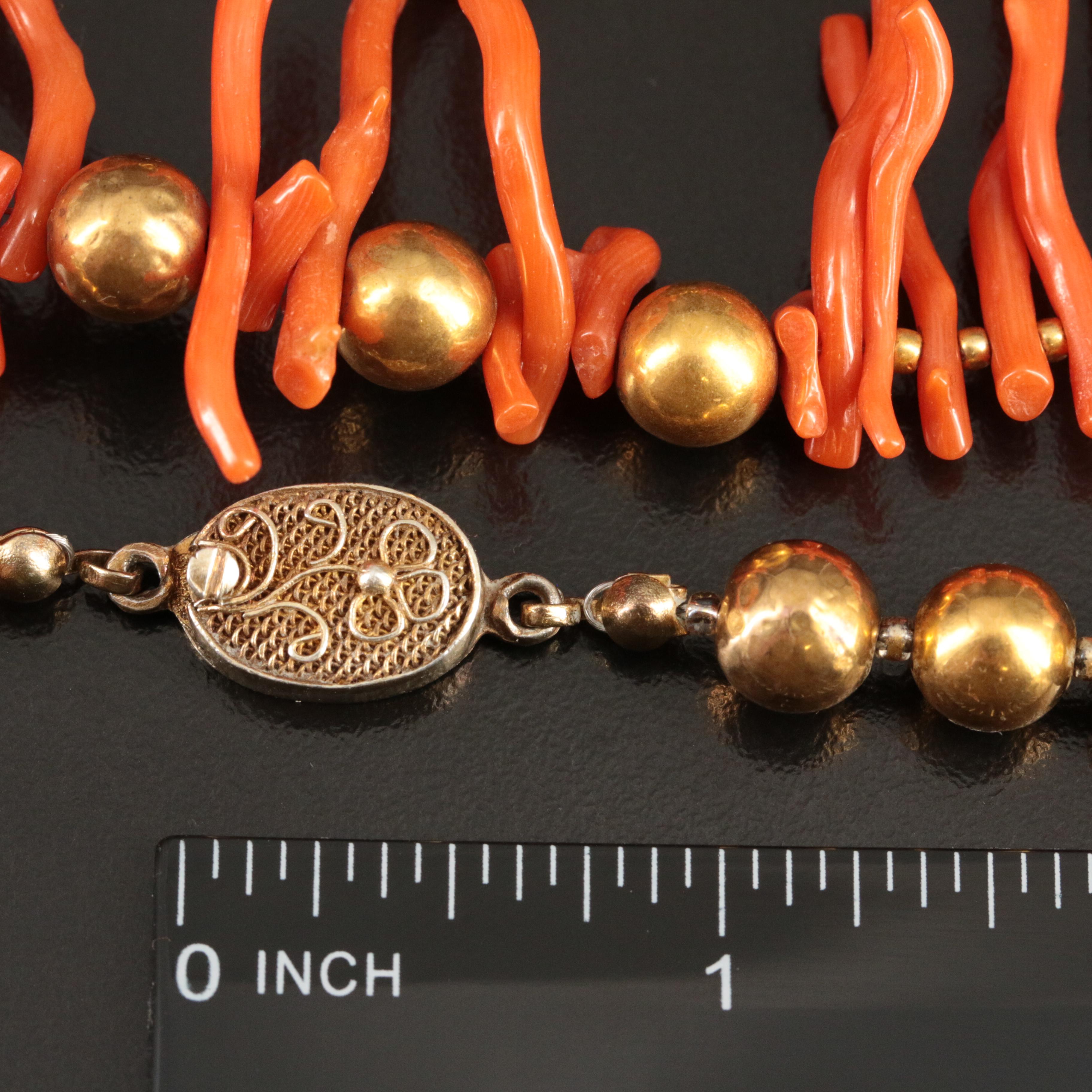 Vintage Coral Necklace with Sterling Clasp