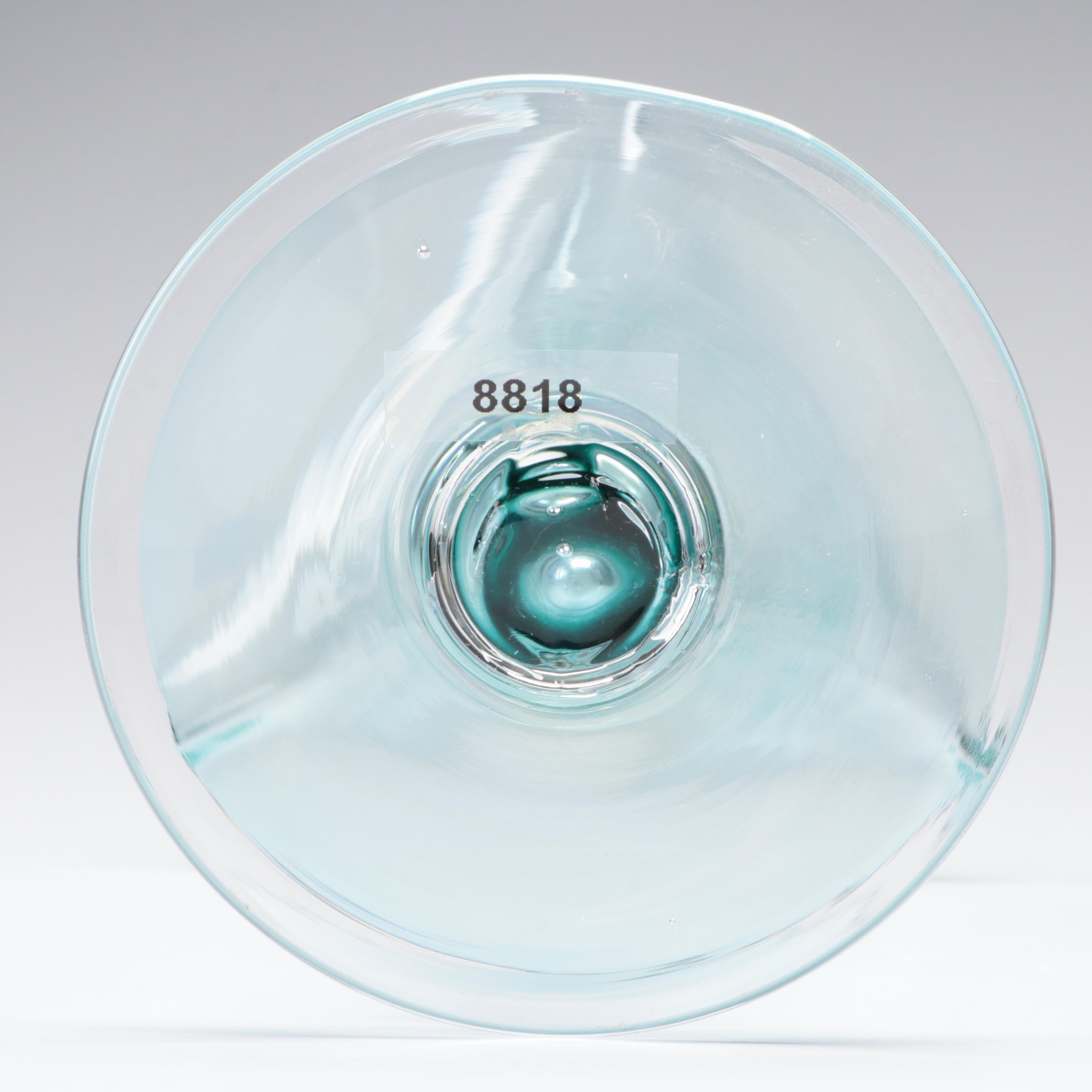 Blenko Trumpet Vase with Mold Blown Glass Swung Vase