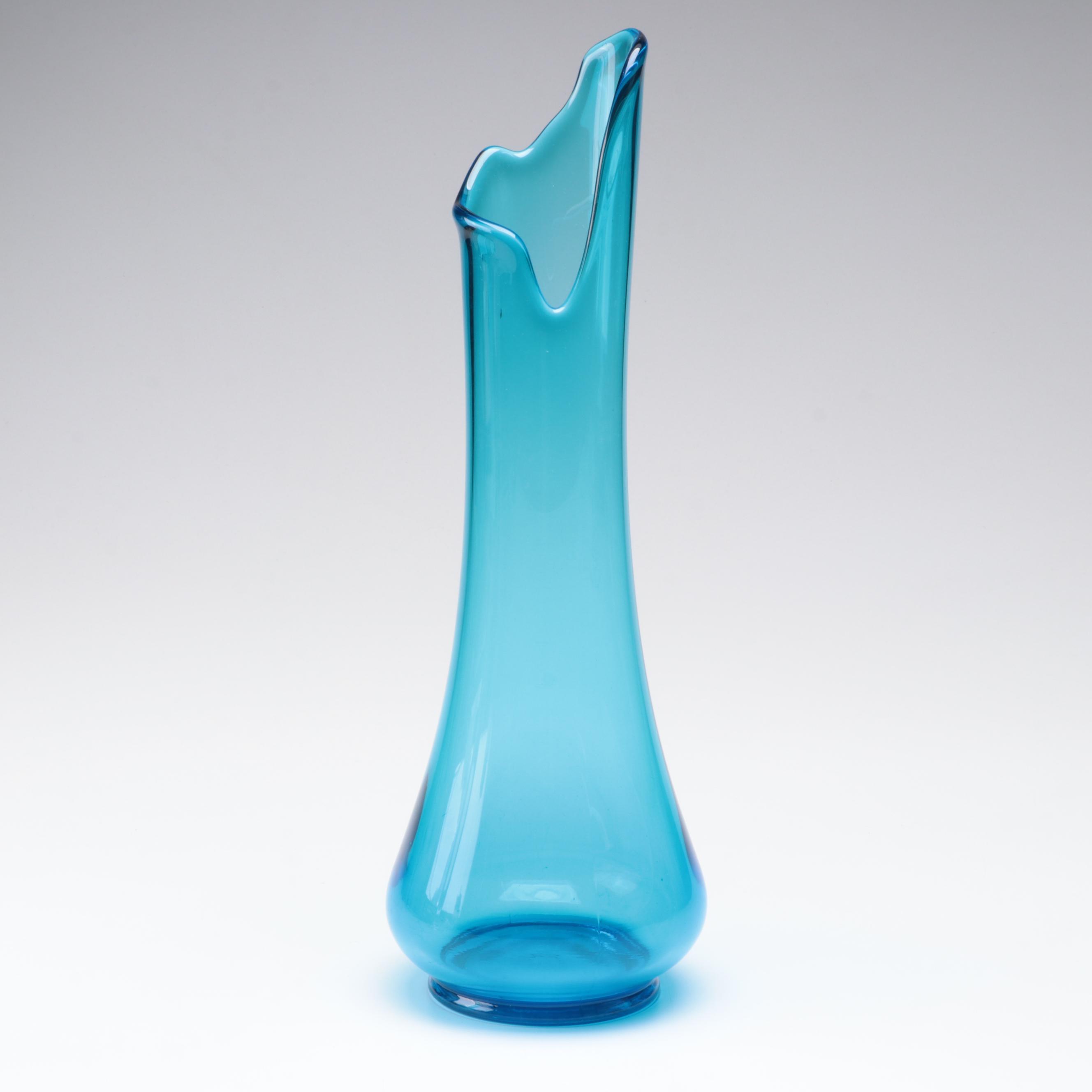 Blenko Trumpet Vase with Mold Blown Glass Swung Vase