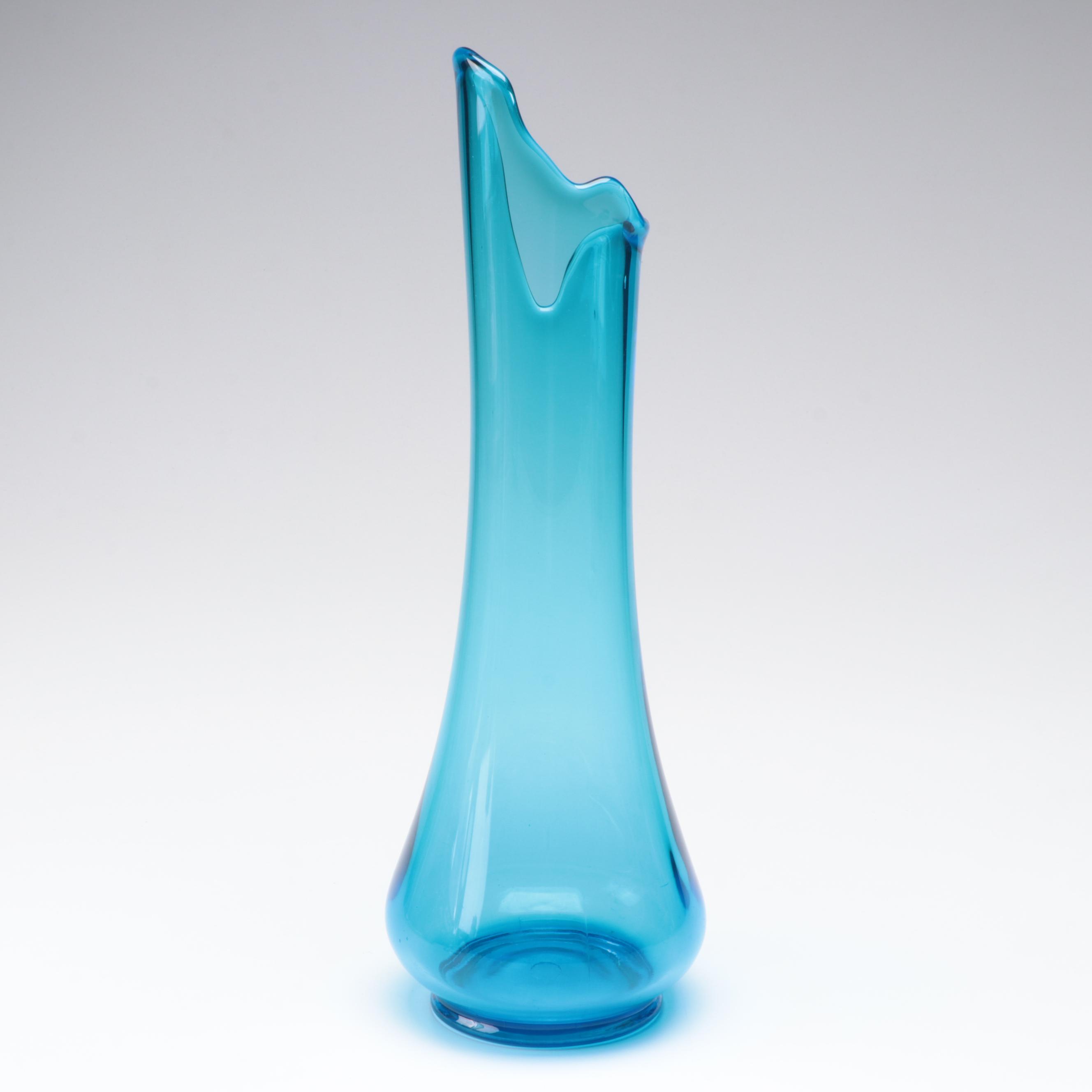 Blenko Trumpet Vase with Mold Blown Glass Swung Vase
