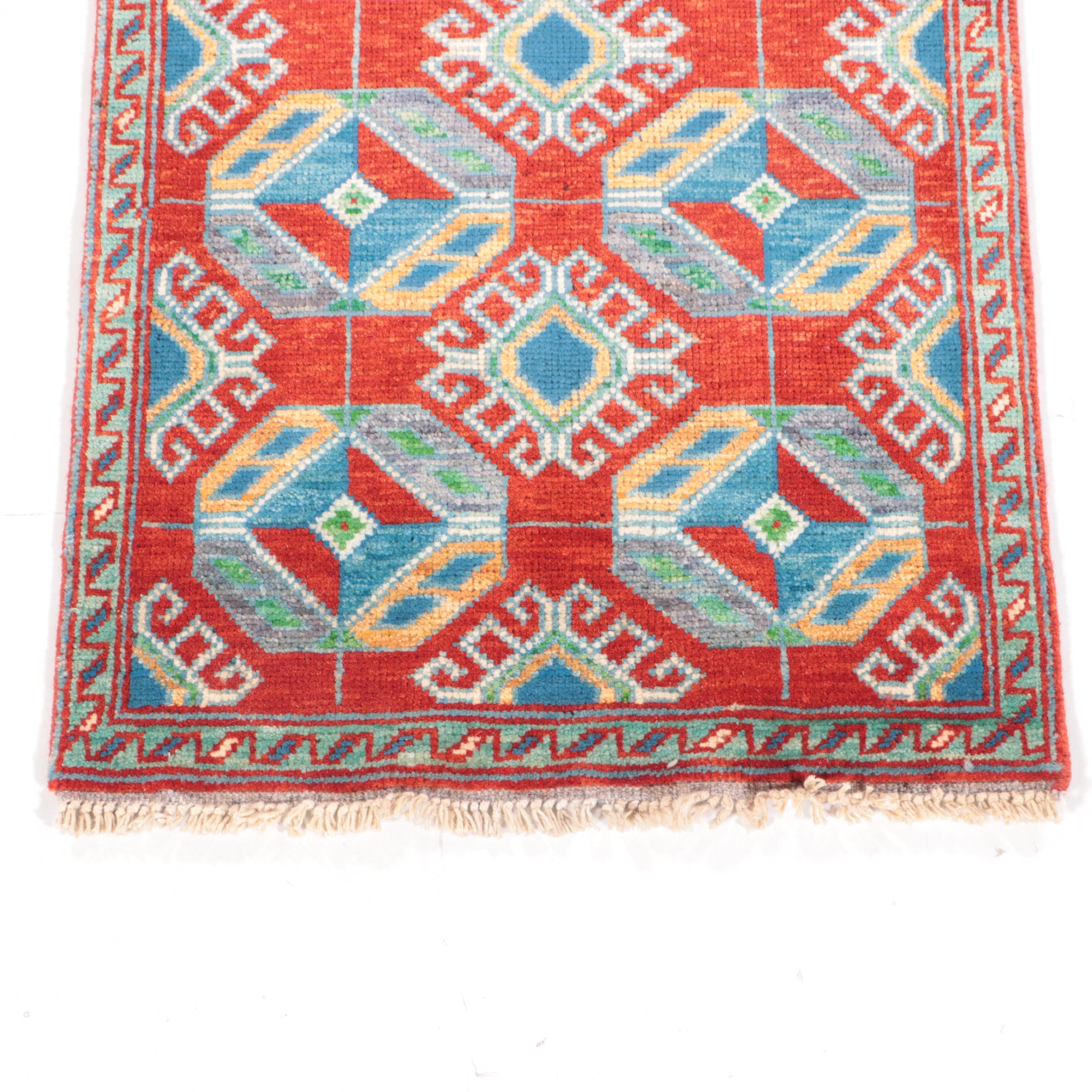1'8 x 3'6 Hand-Knotted Indo-Caucasian Kazak Accent Rug