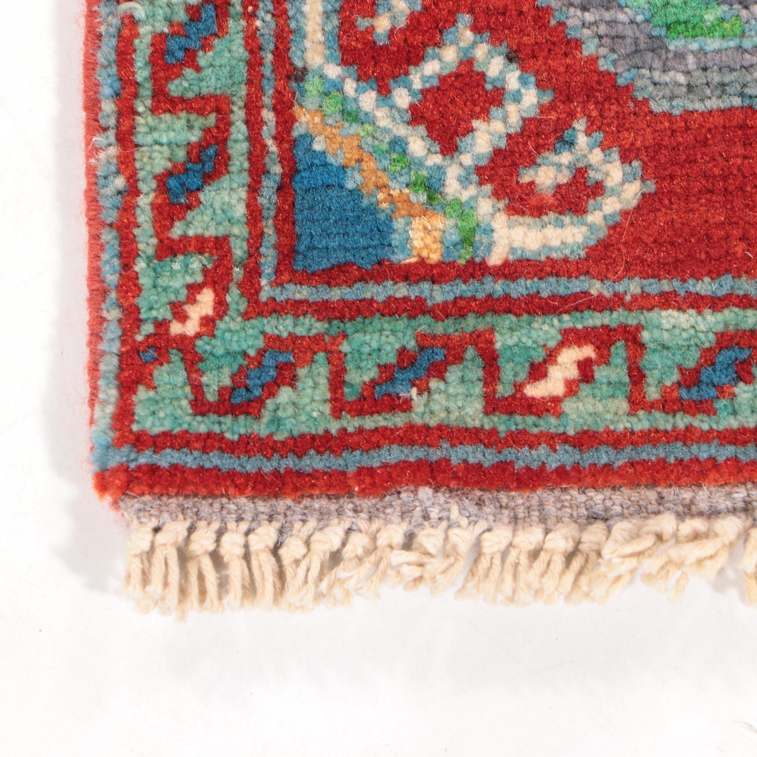 1'8 x 3'6 Hand-Knotted Indo-Caucasian Kazak Accent Rug