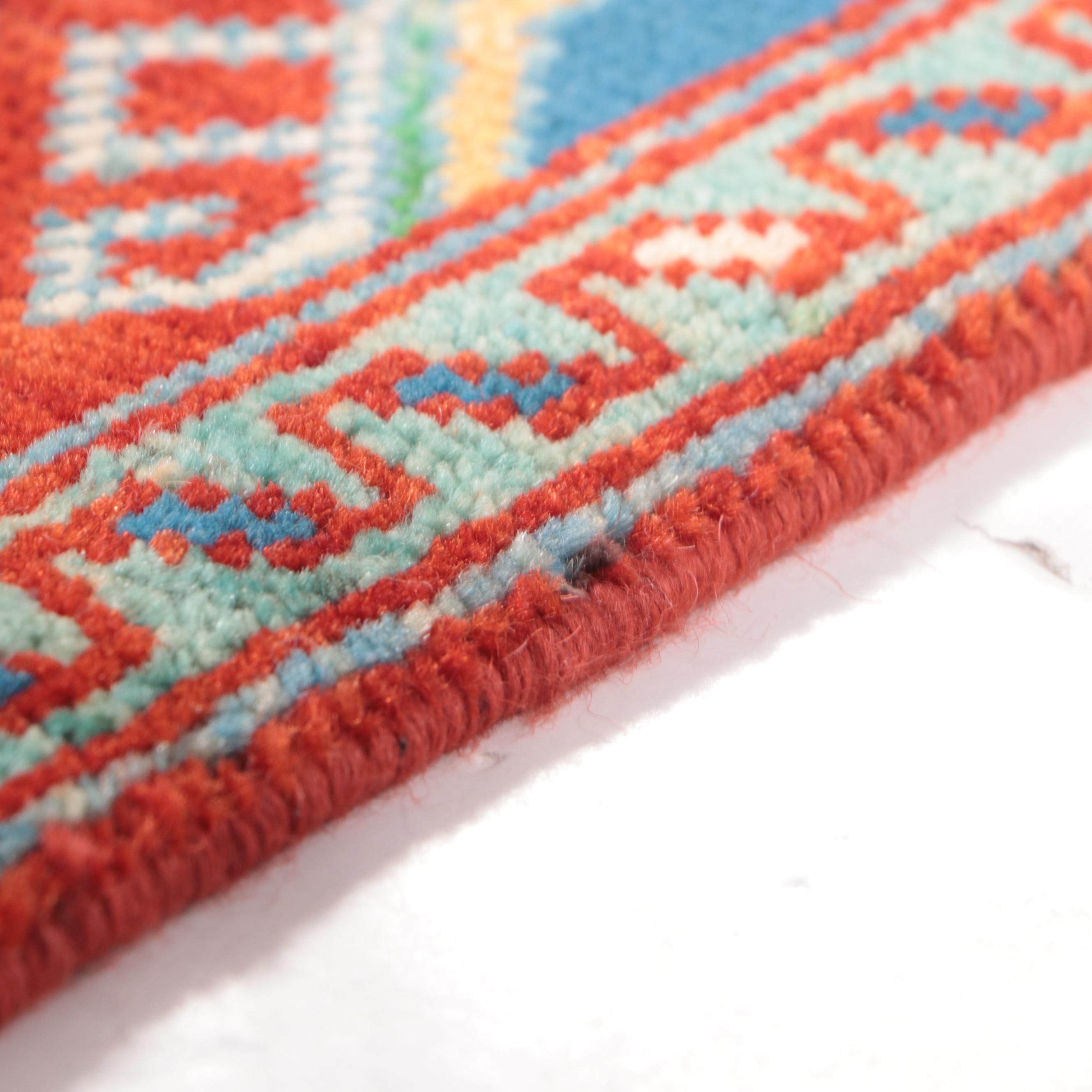 1'8 x 3'6 Hand-Knotted Indo-Caucasian Kazak Accent Rug