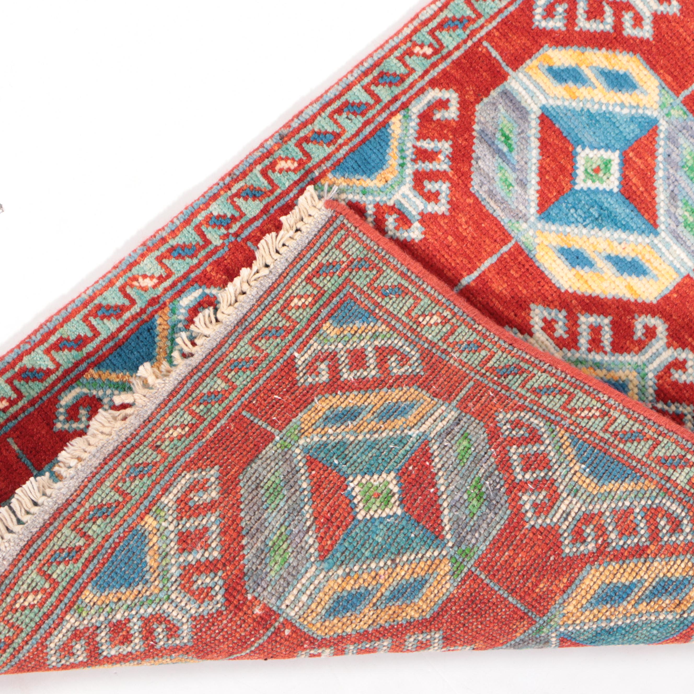 1'8 x 3'6 Hand-Knotted Indo-Caucasian Kazak Accent Rug