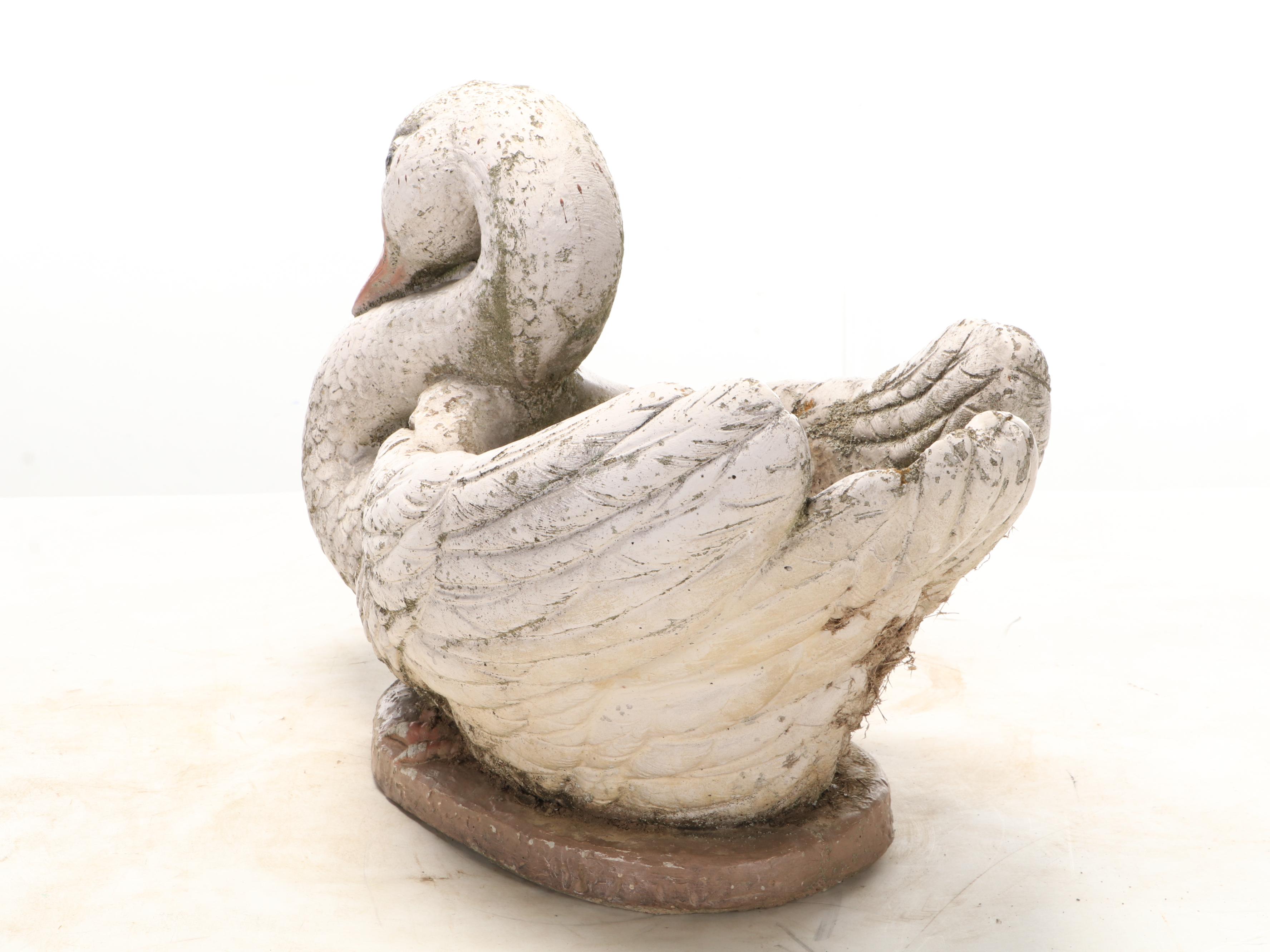 Cast Concrete Figural Swan Planter
