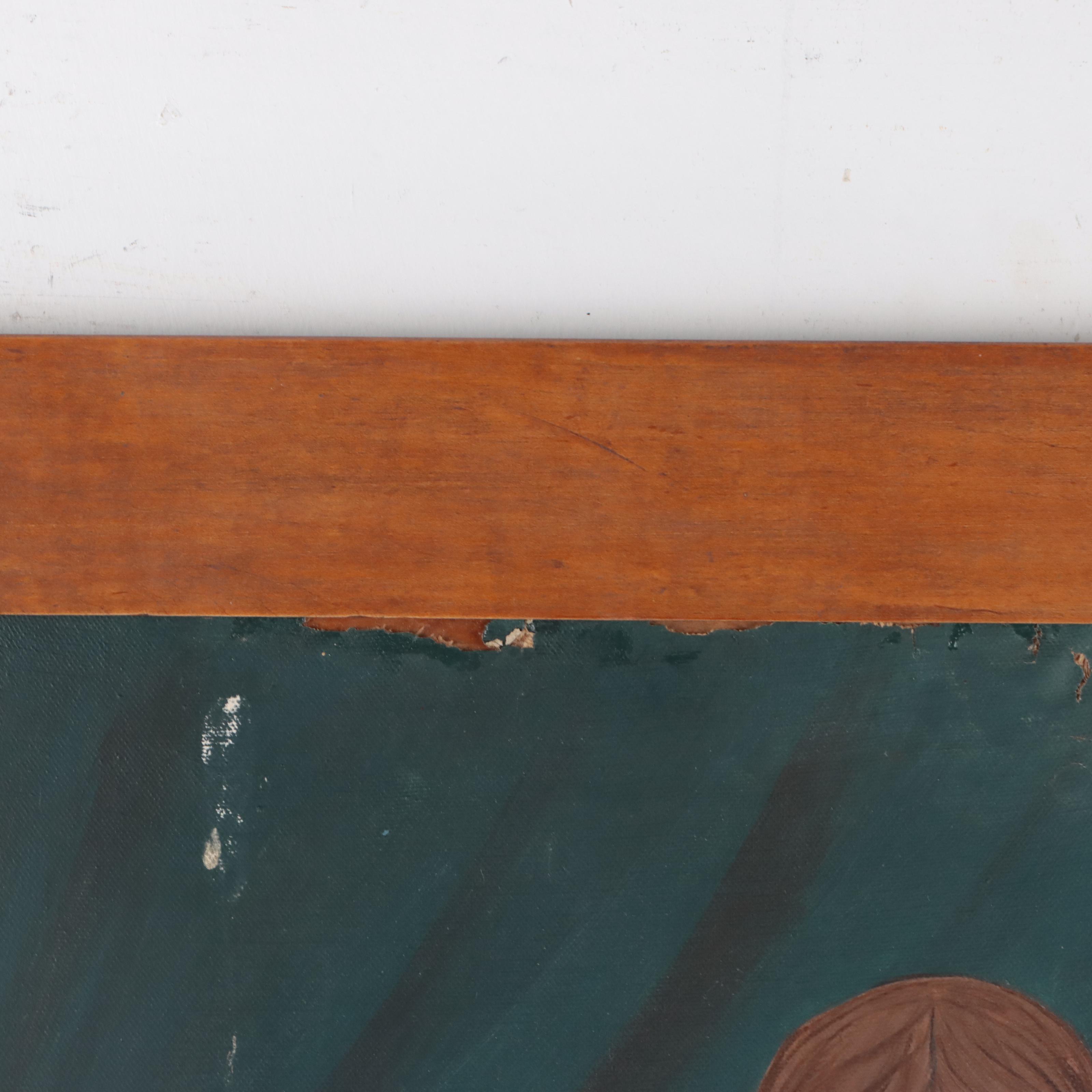 Folk Art Portrait Oil Painting of a Girl with a Flower Basket