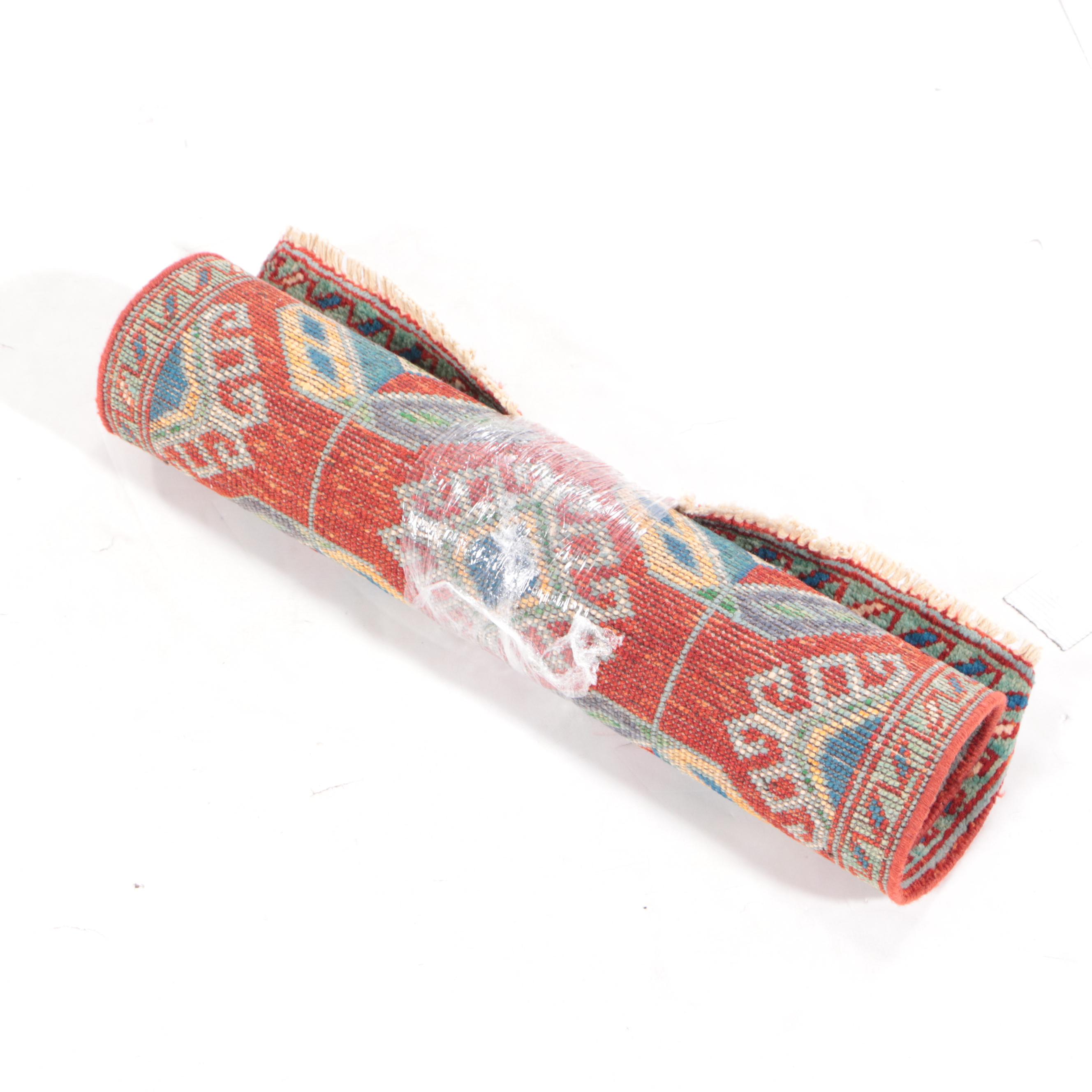 1'8 x 3'6 Hand-Knotted Indo-Caucasian Kazak Accent Rug