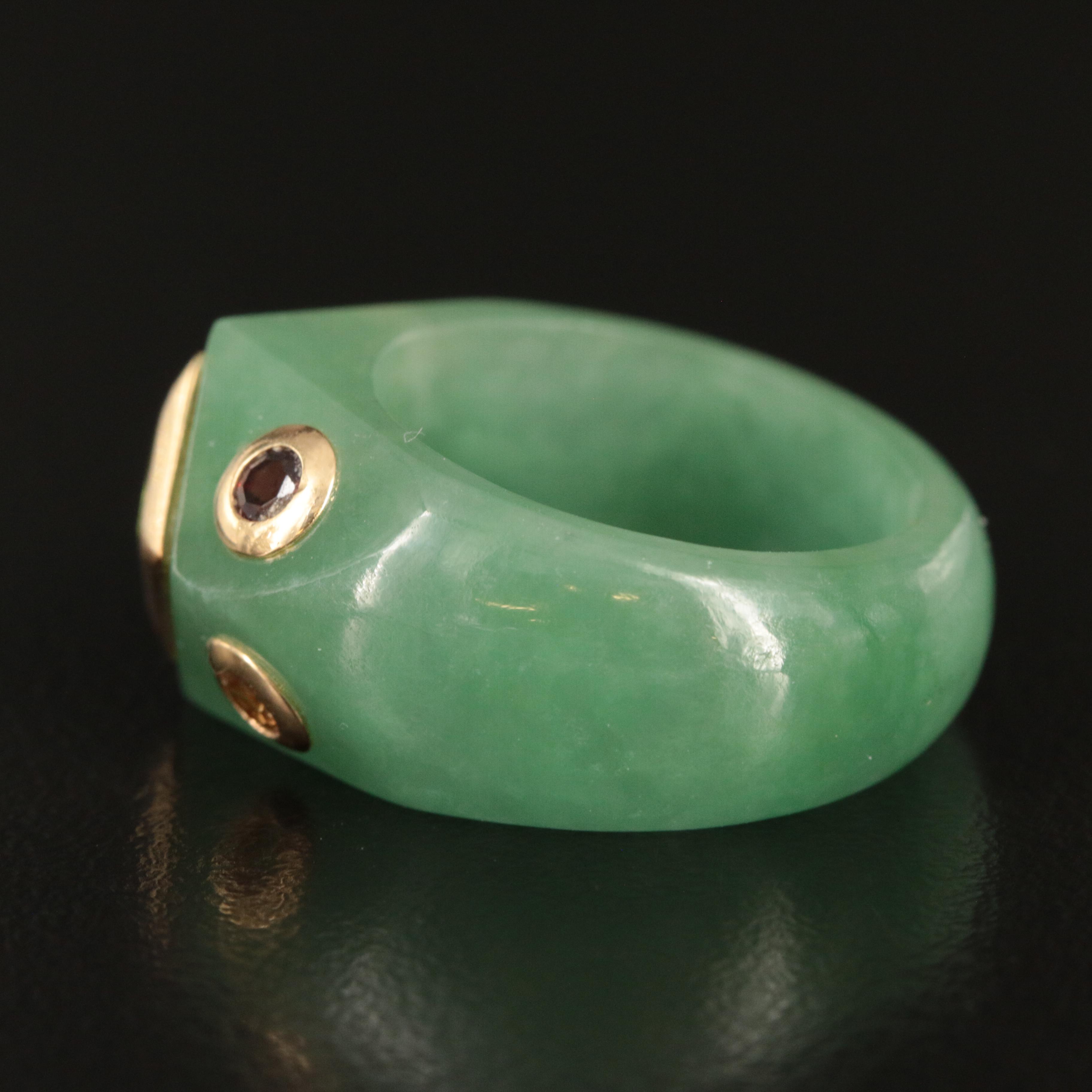 10K Jadeite Hololith Ring Including Peridot, Citrine, Garnet and Amethyst
