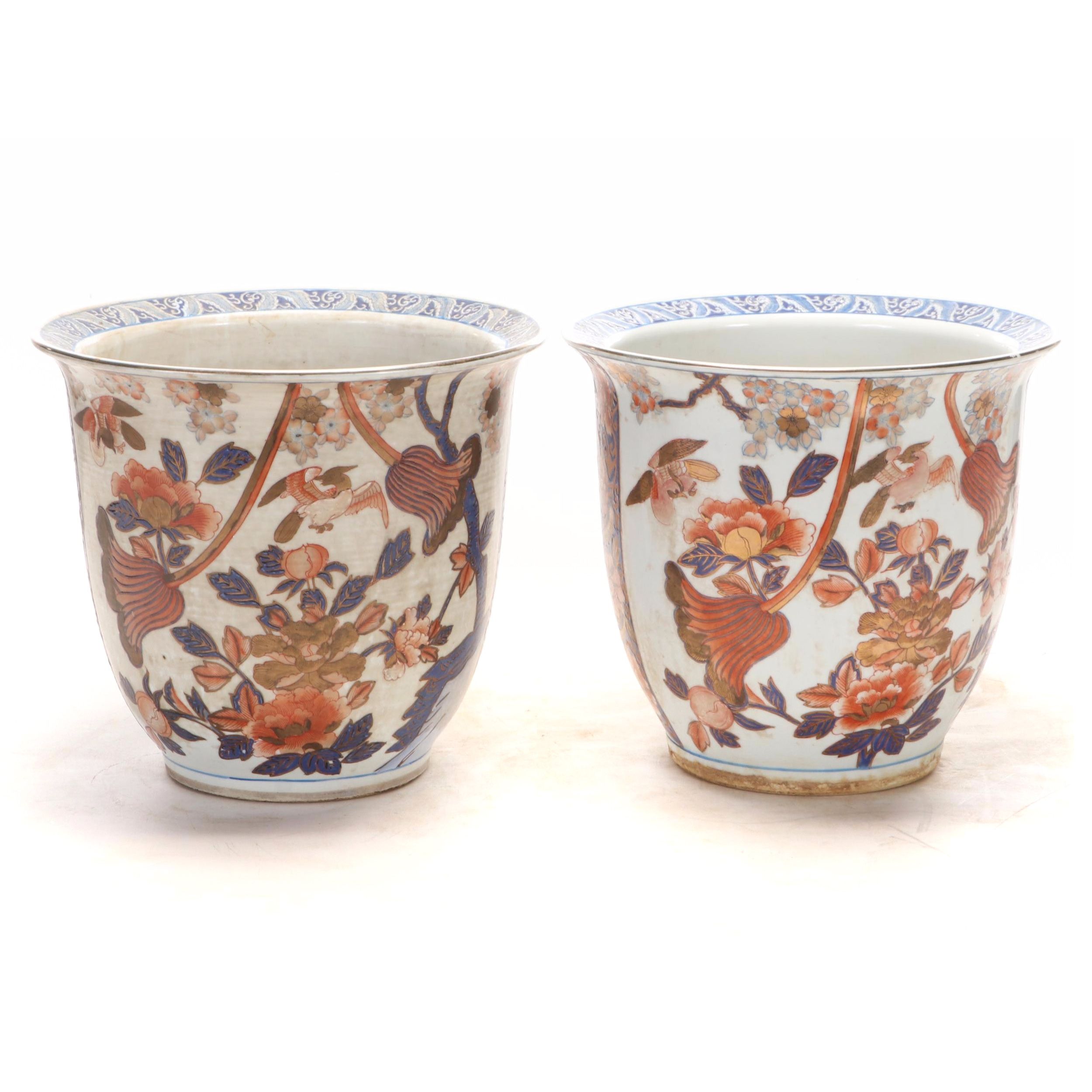 Pair of Chinese Imari Porcelain Planters