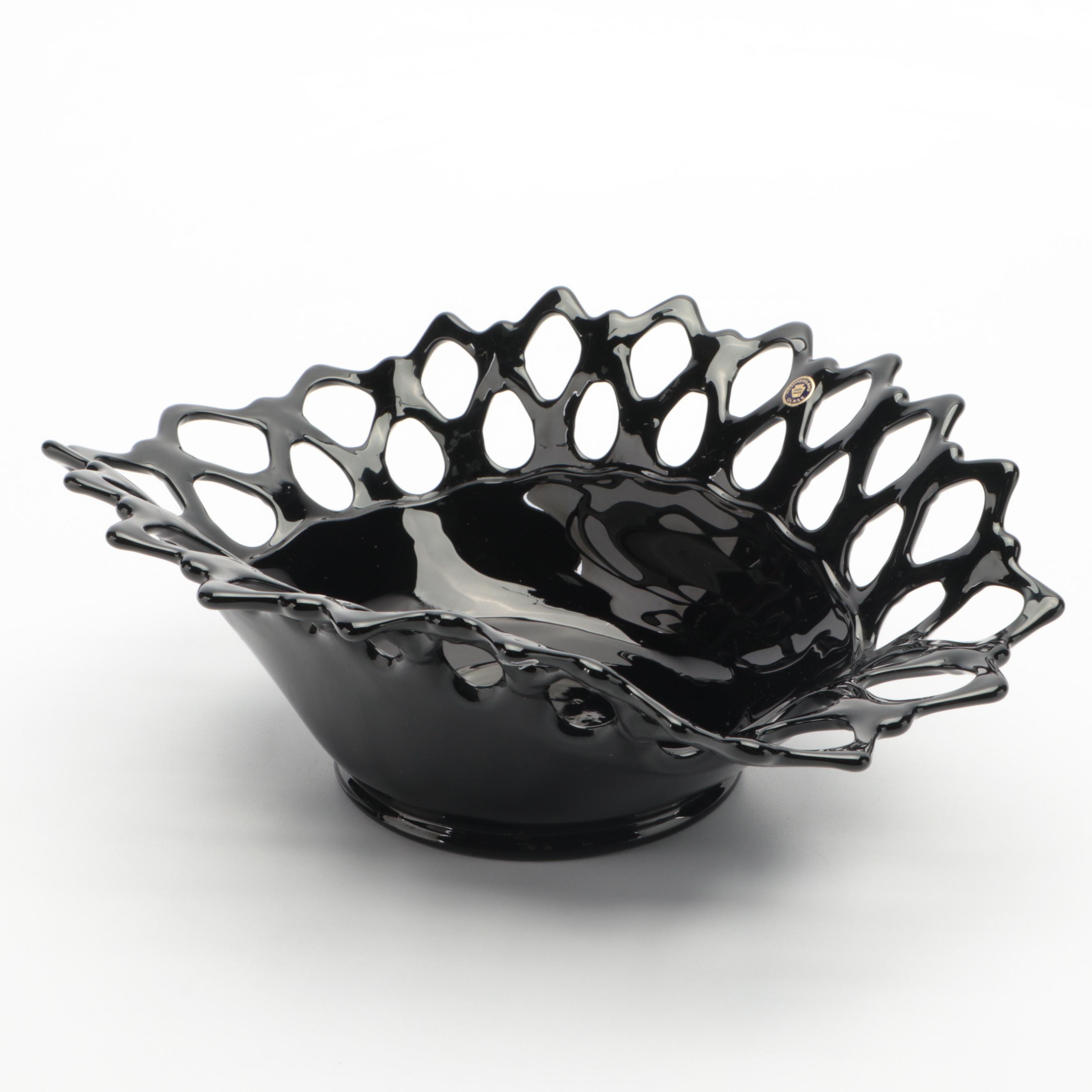 Westmoreland Glass "Open Lace" Centerpiece Bowl With "Lotus" Candlesticks