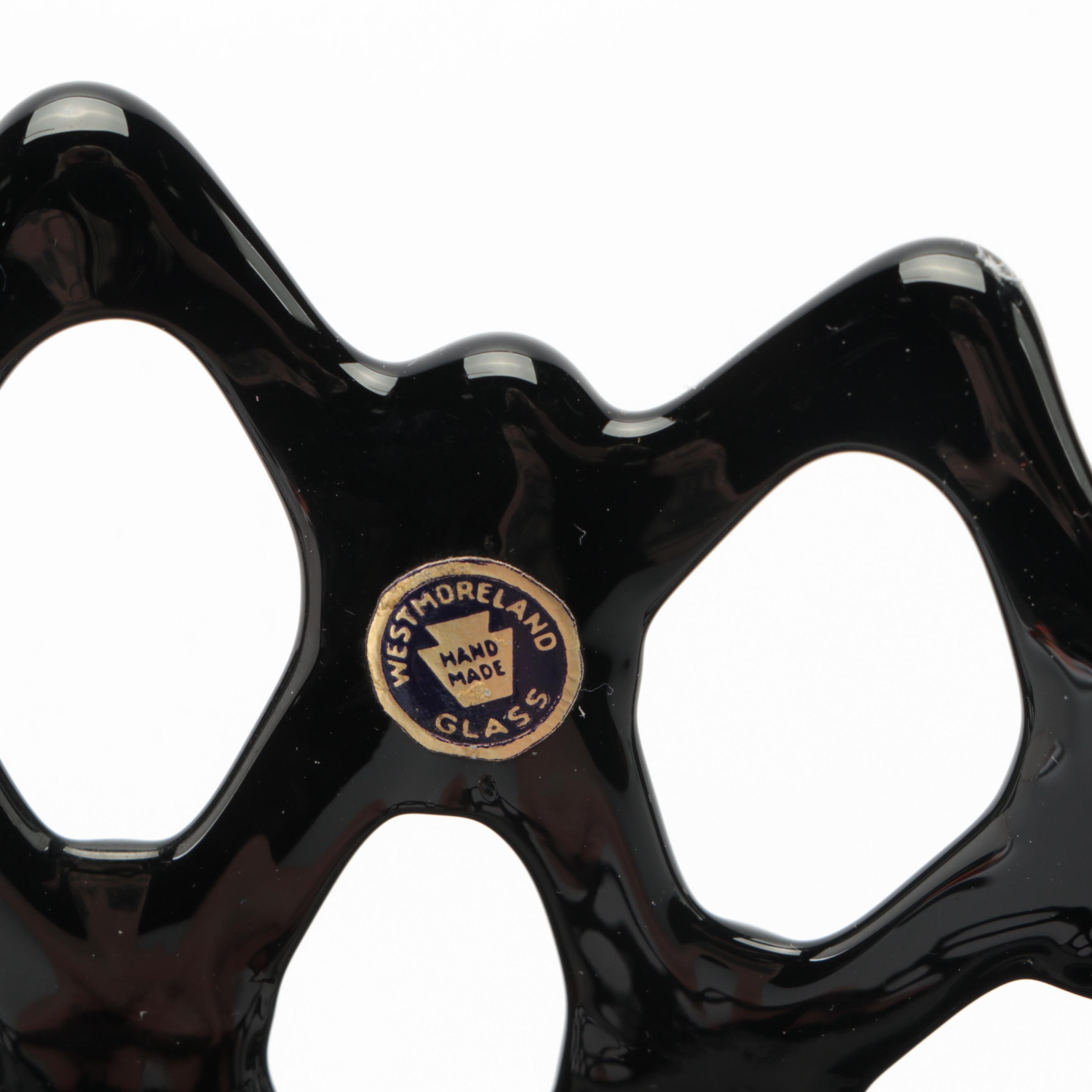 Westmoreland Glass "Open Lace" Centerpiece Bowl With "Lotus" Candlesticks