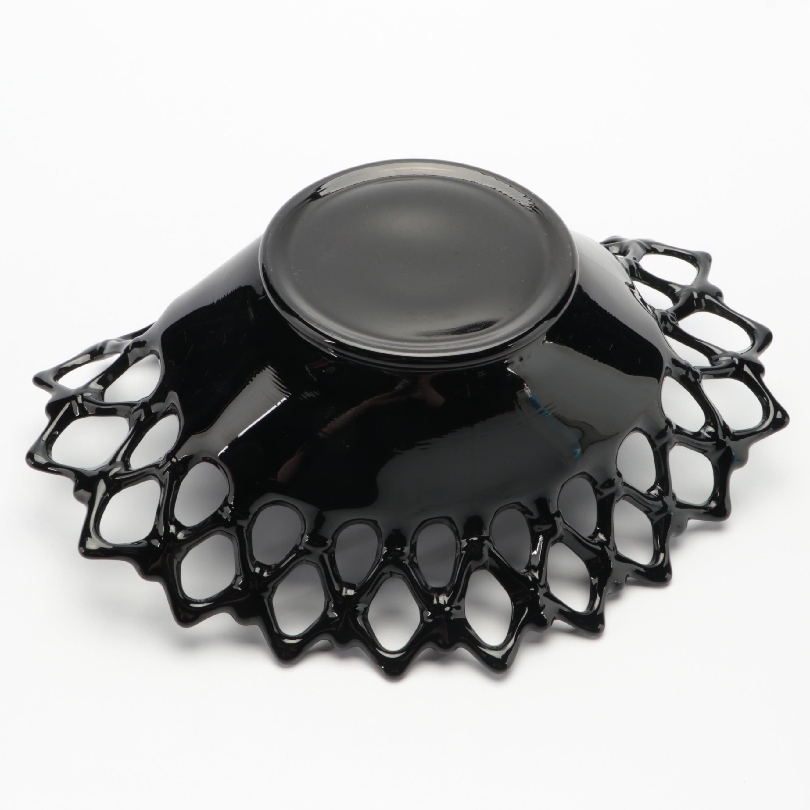 Westmoreland Glass "Open Lace" Centerpiece Bowl With "Lotus" Candlesticks