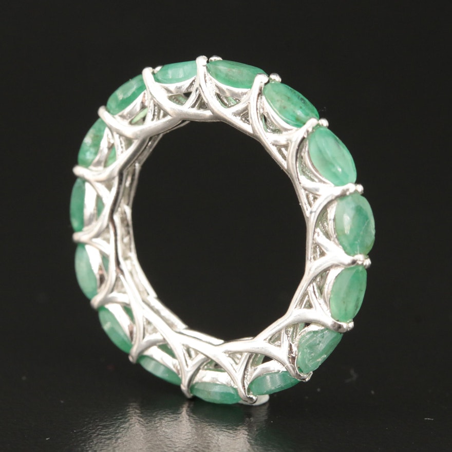 Sterling Emerald Eternity Band