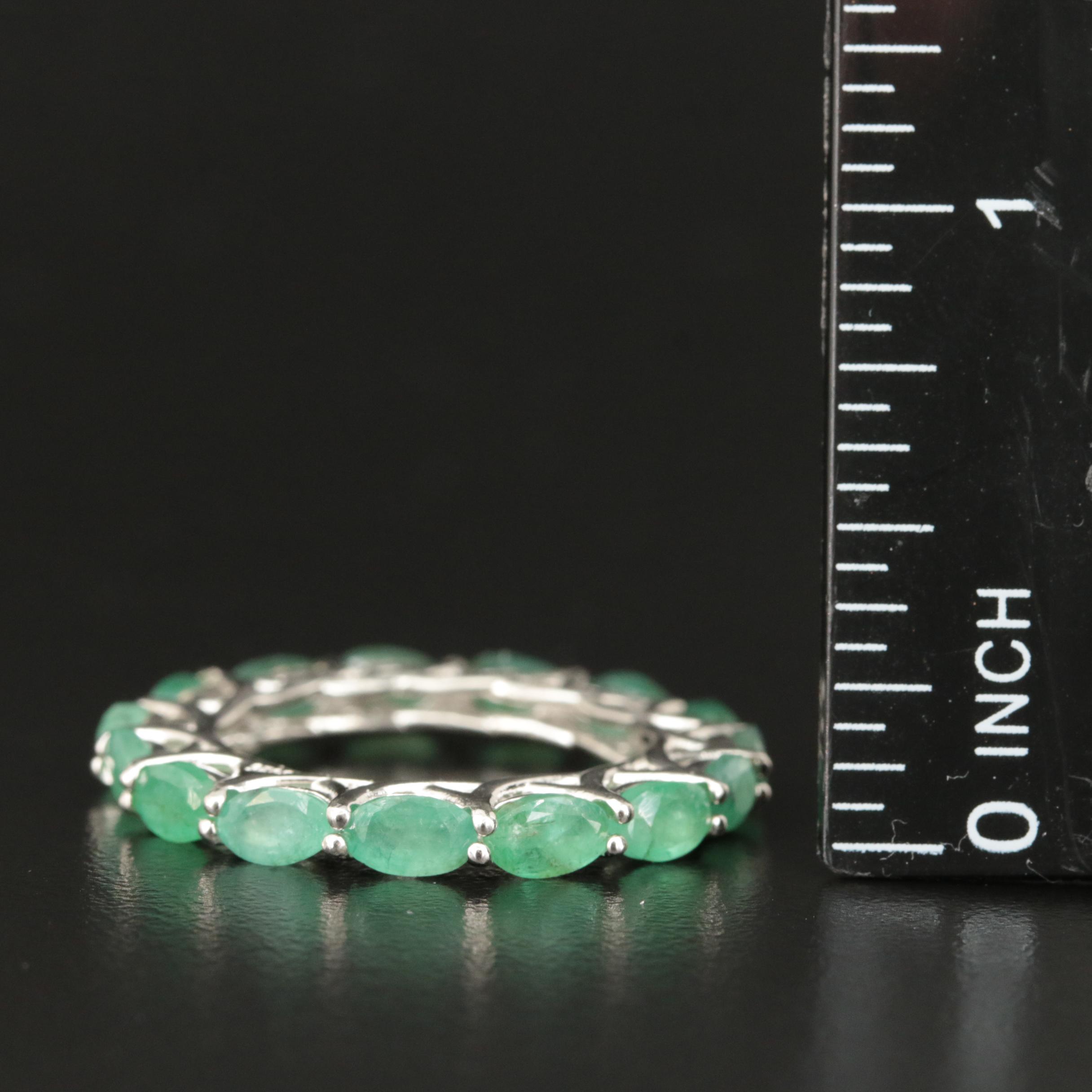Sterling Emerald Eternity Band