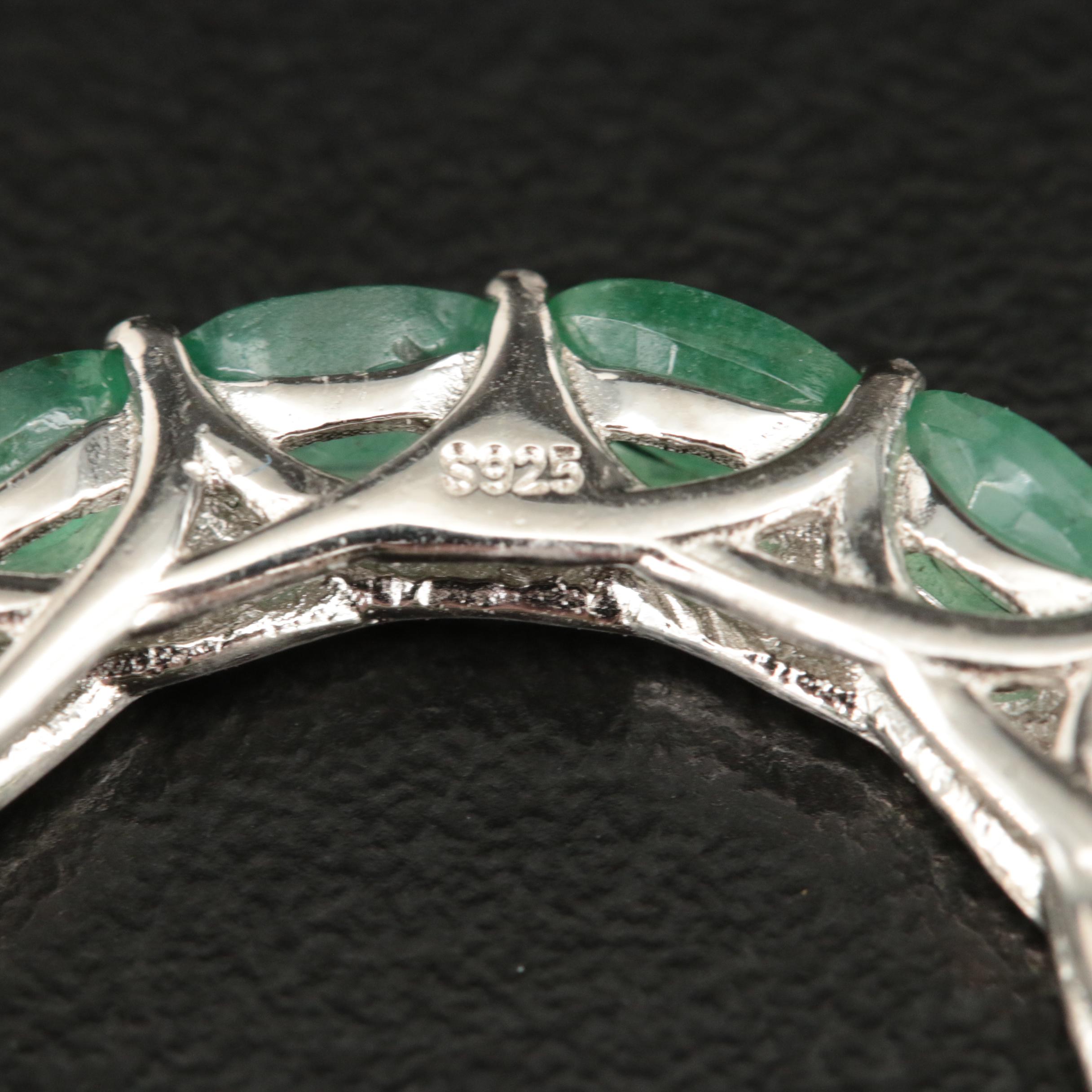 Sterling Emerald Eternity Band