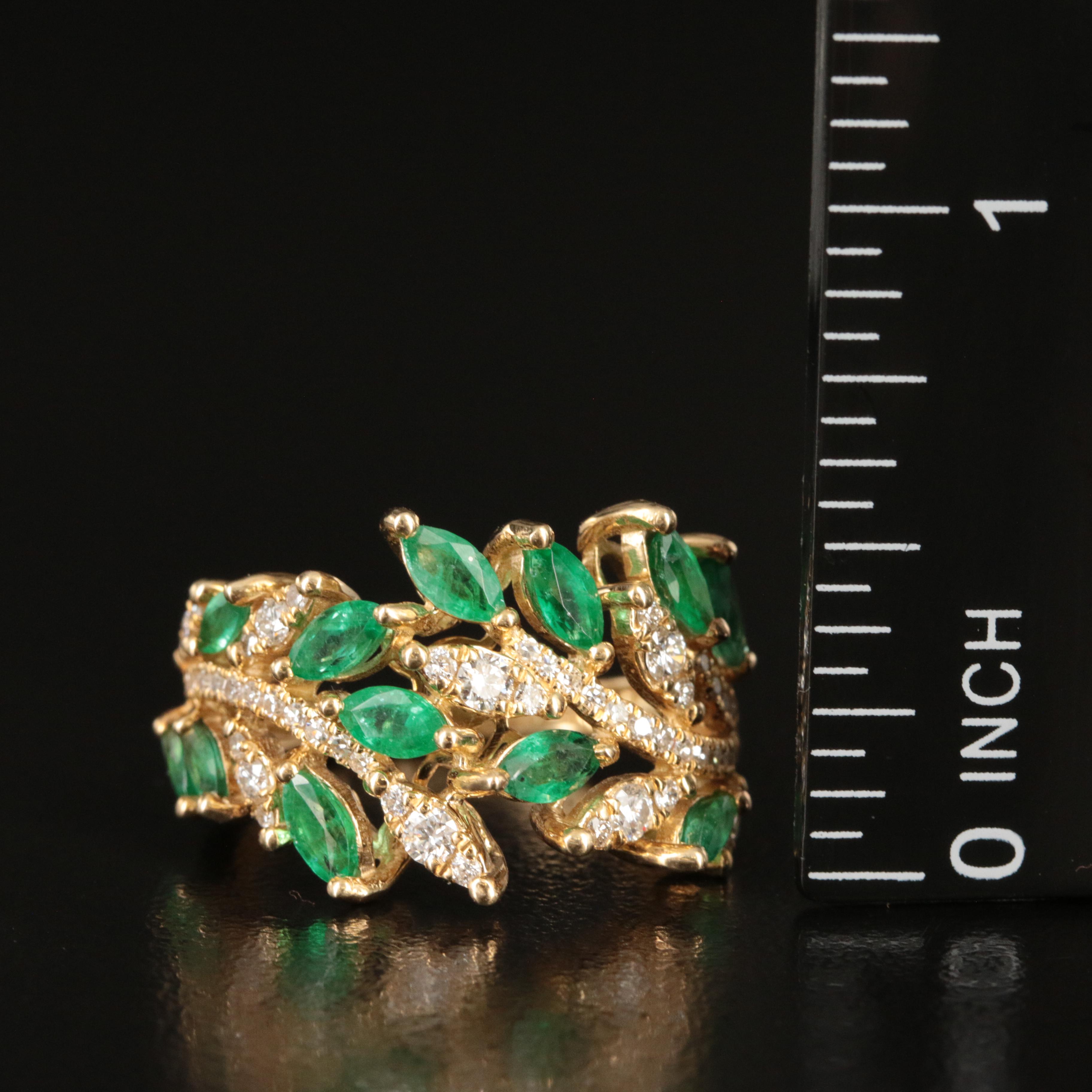 EFFY 14K Emerald and Diamond Foliate Ring