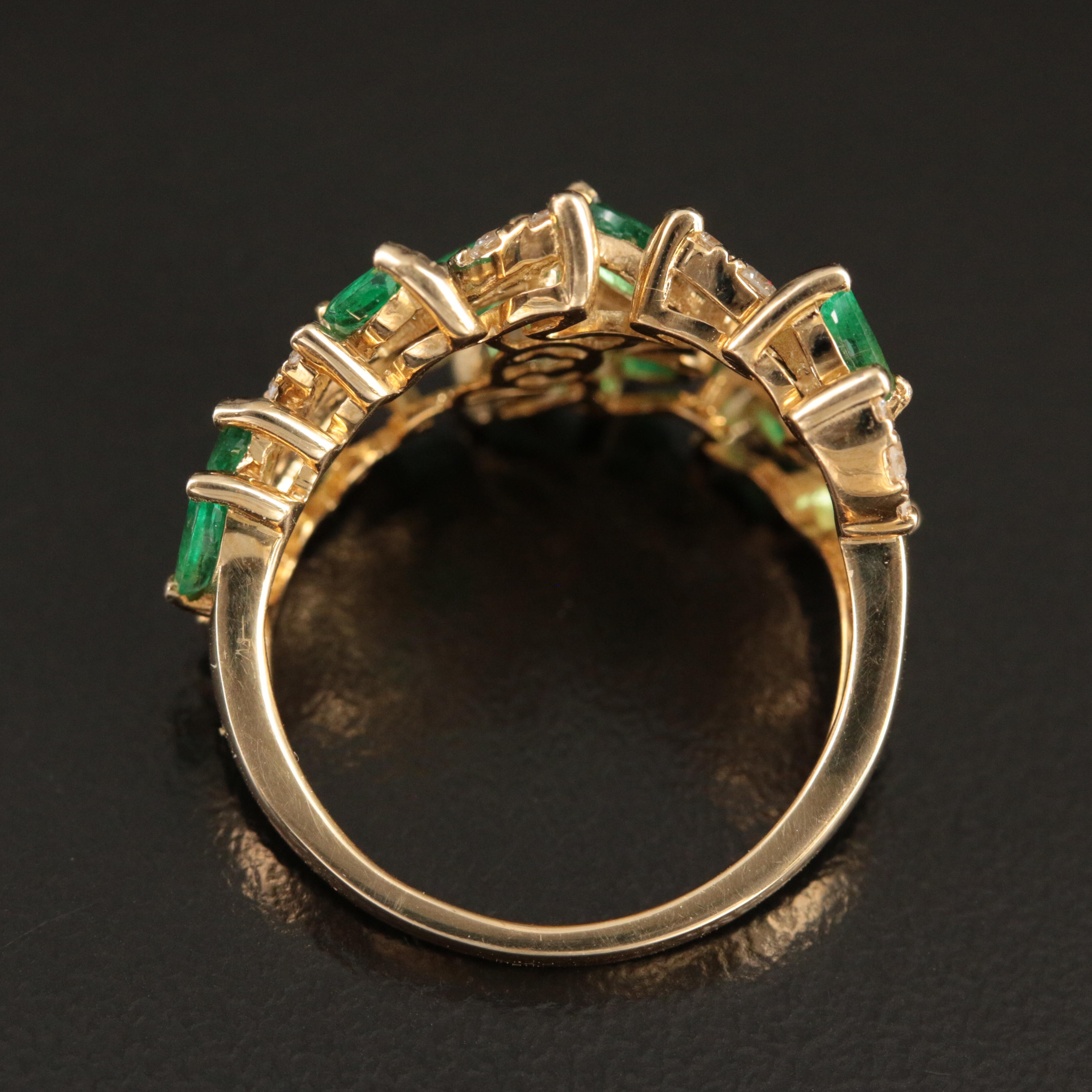 EFFY 14K Emerald and Diamond Foliate Ring