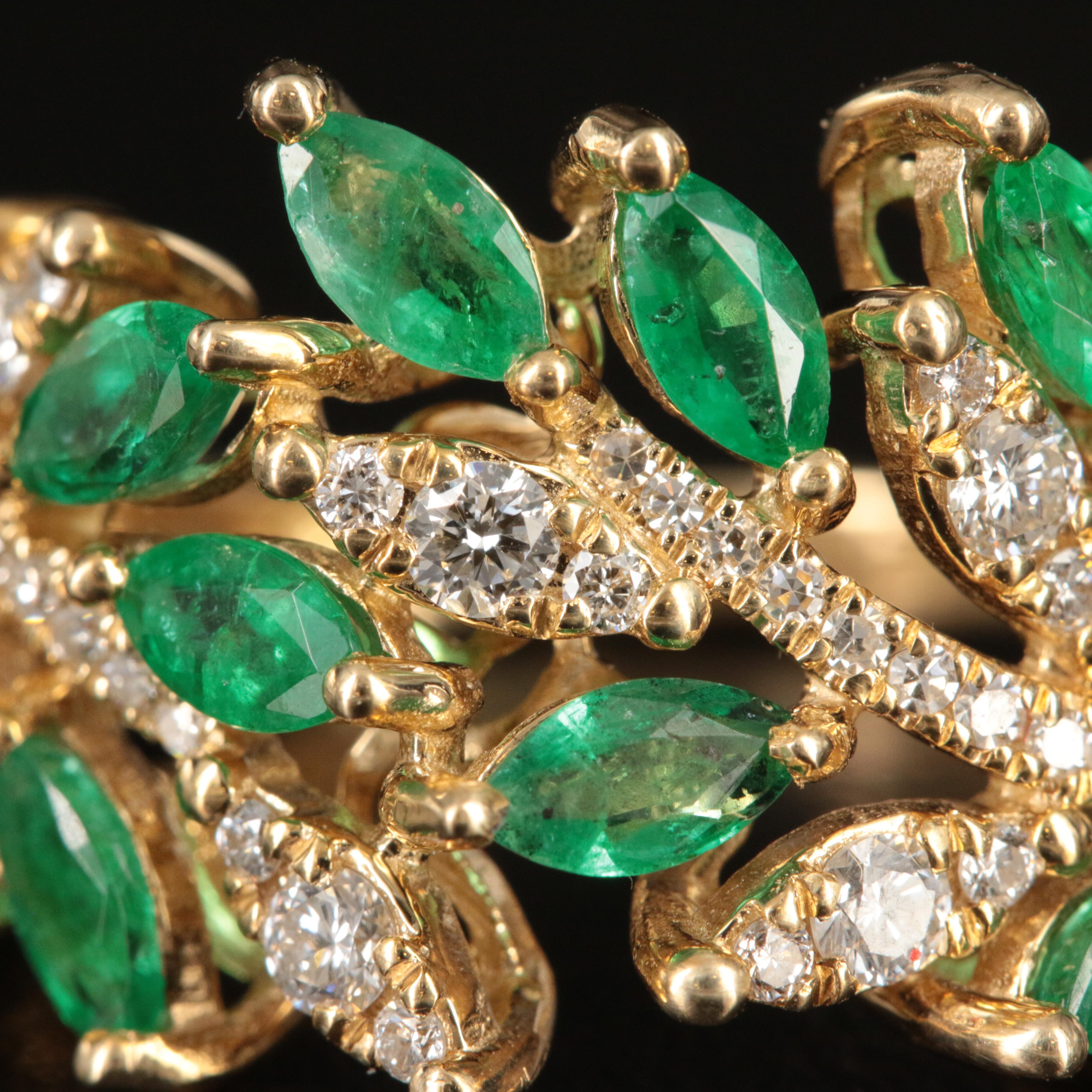 EFFY 14K Emerald and Diamond Foliate Ring