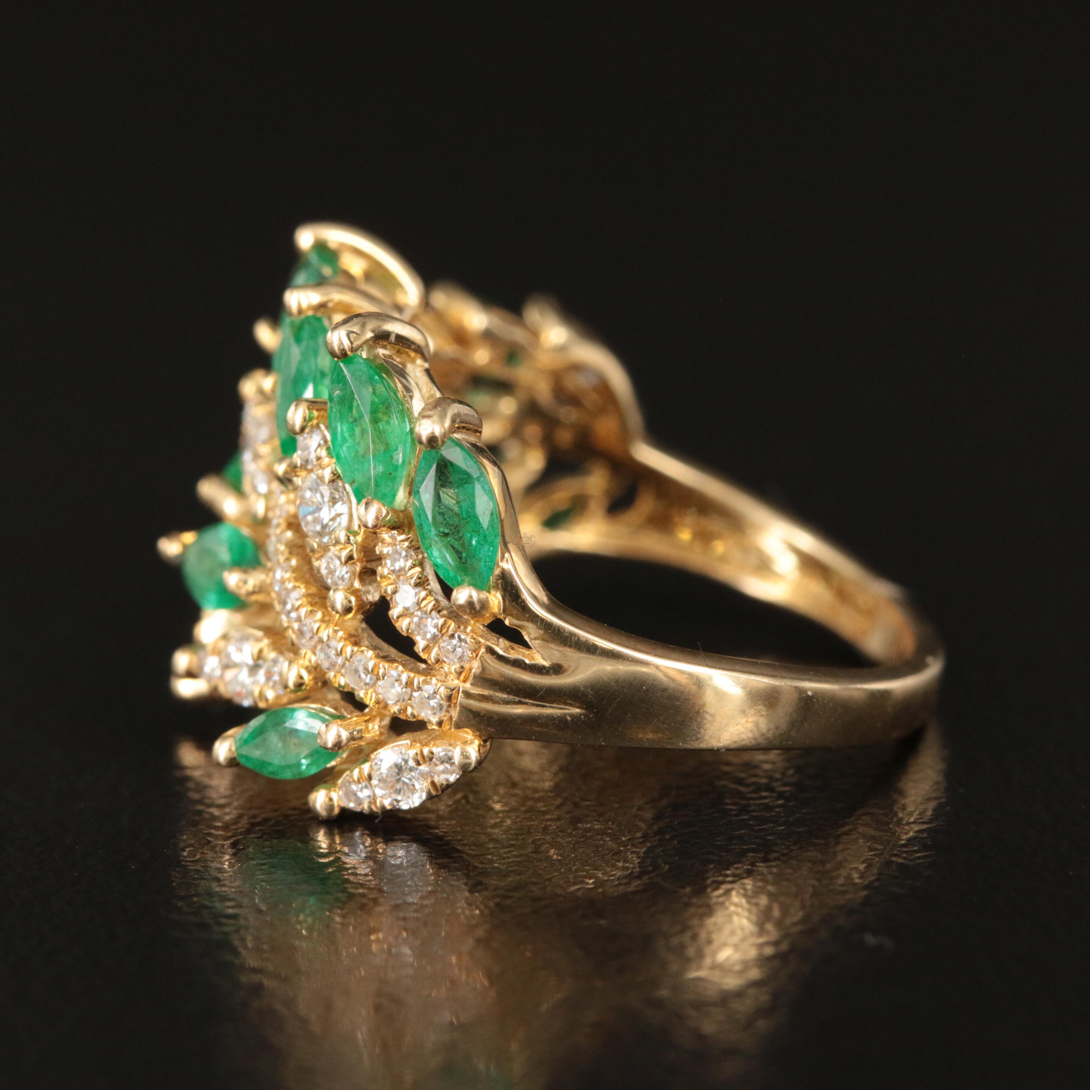 EFFY 14K Emerald and Diamond Foliate Ring