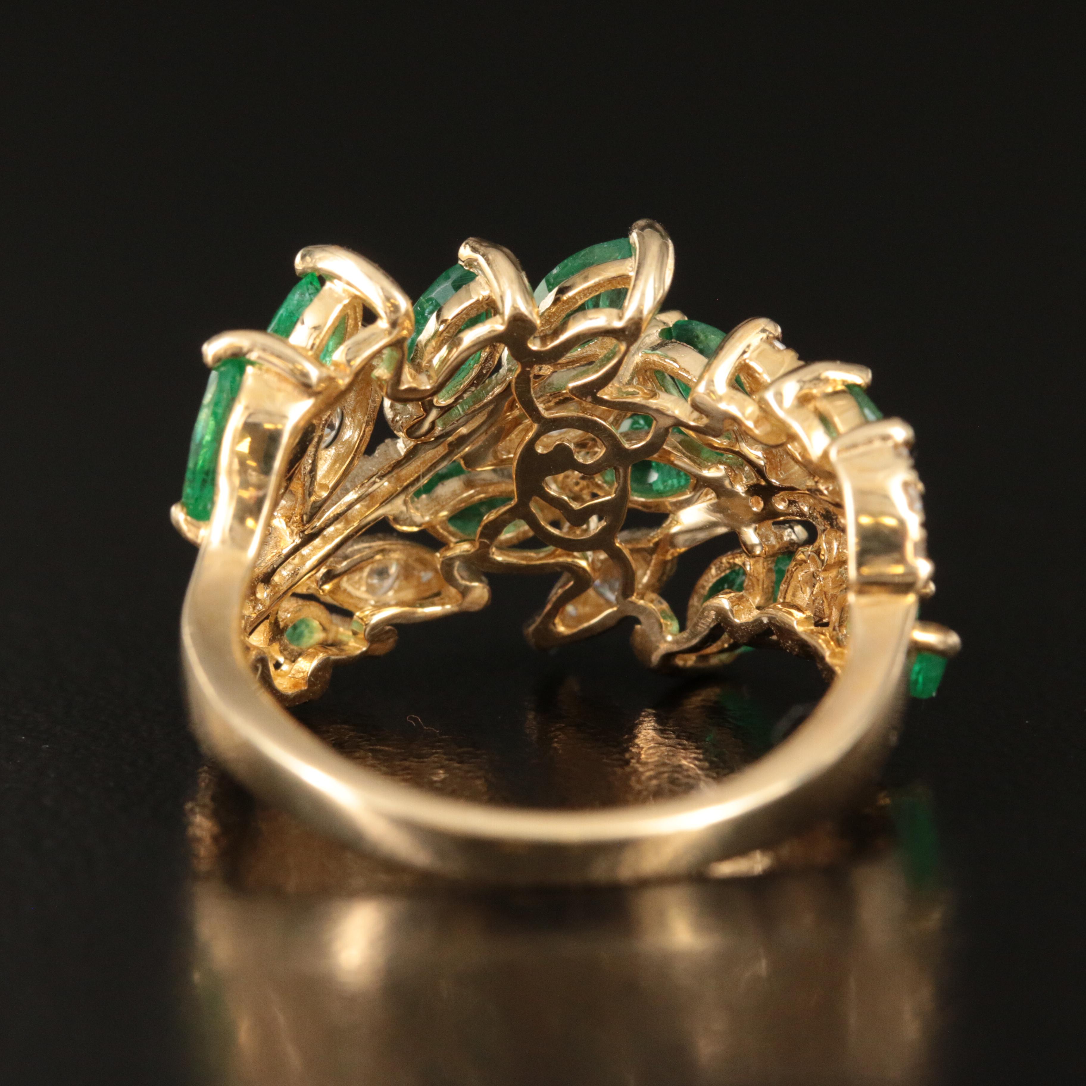 EFFY 14K Emerald and Diamond Foliate Ring