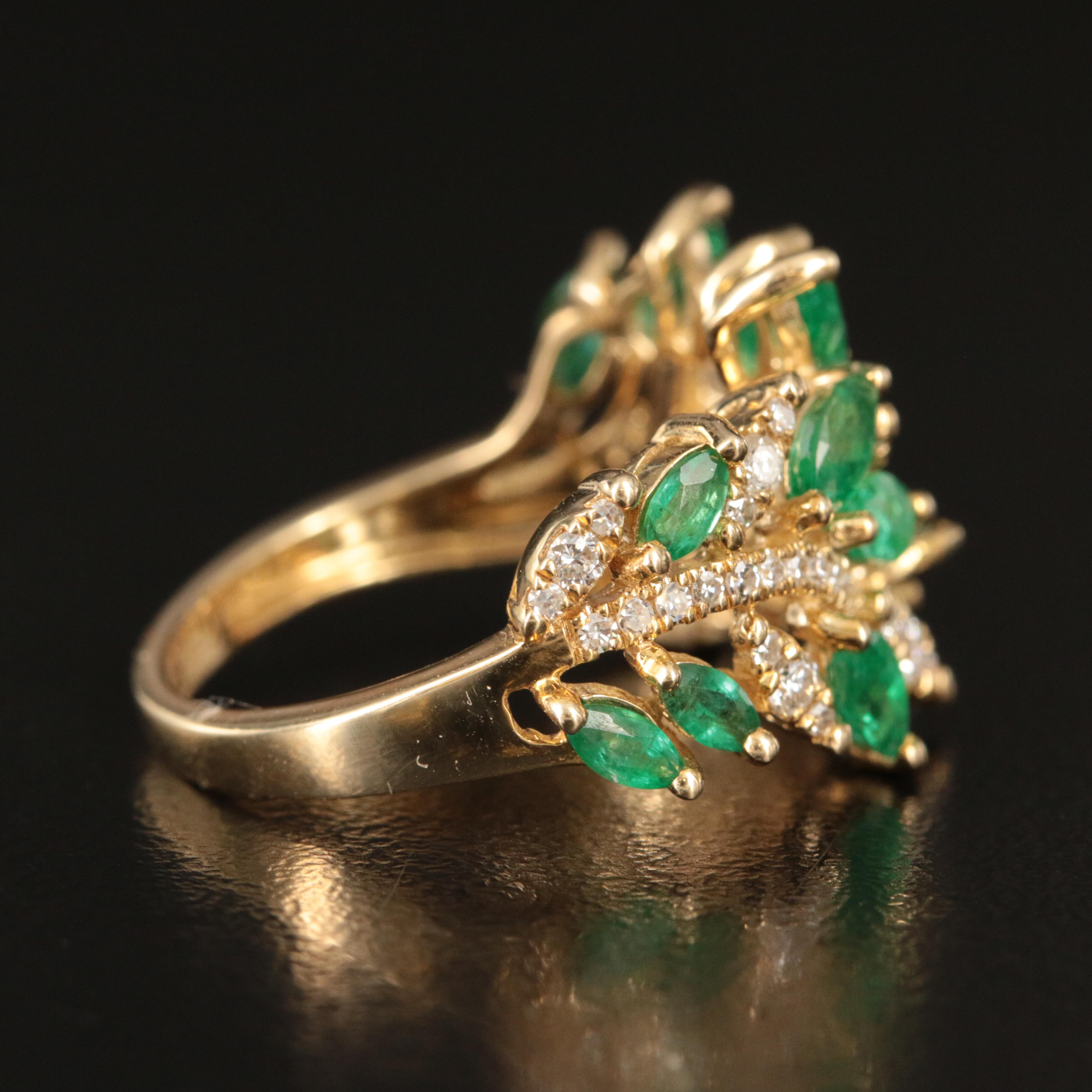 EFFY 14K Emerald and Diamond Foliate Ring