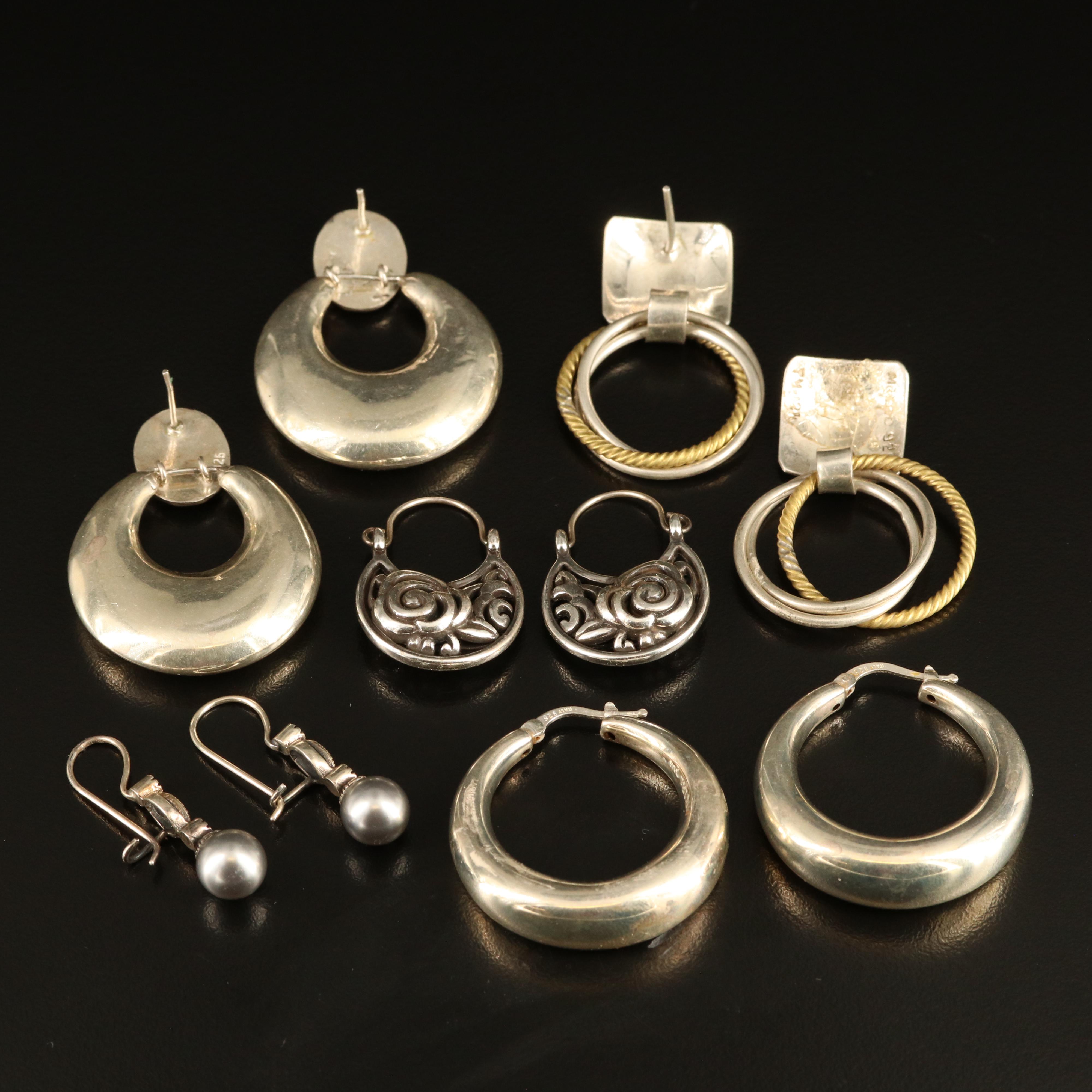 Sterling Door Knocker, Hoop and Drop Earrings