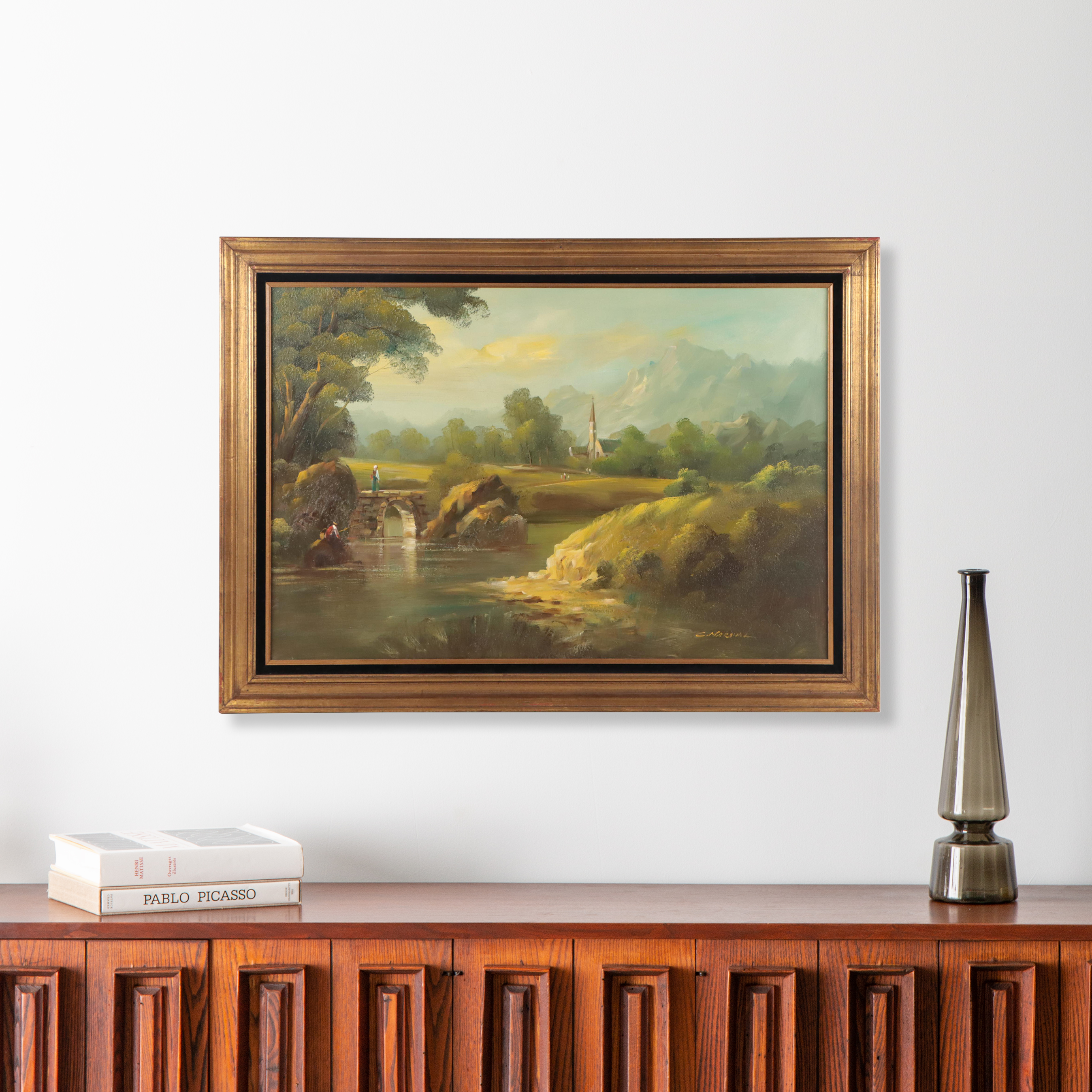 C. Marshall Oil Painting of Pastoral Landscape