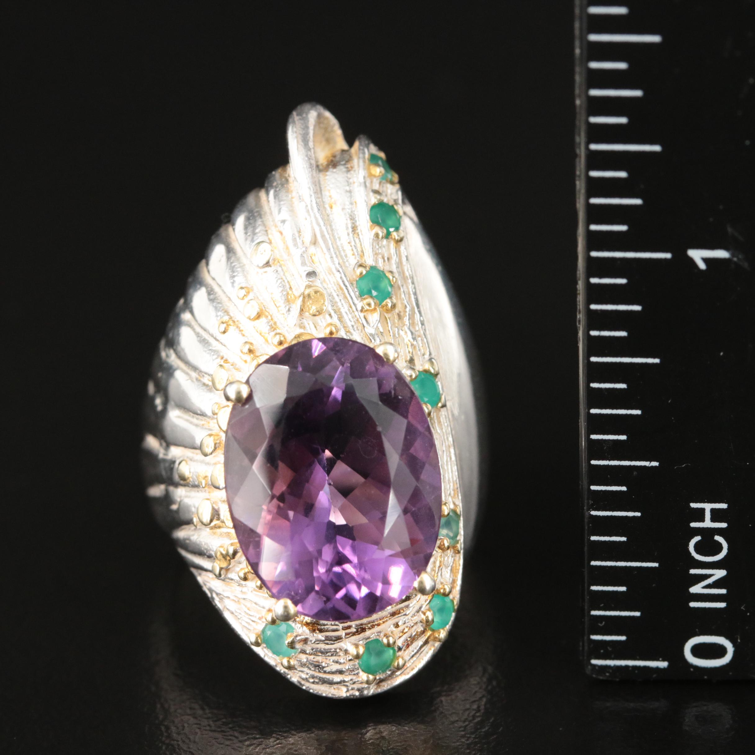 Sterling Amethyst and Chalcedony Ring