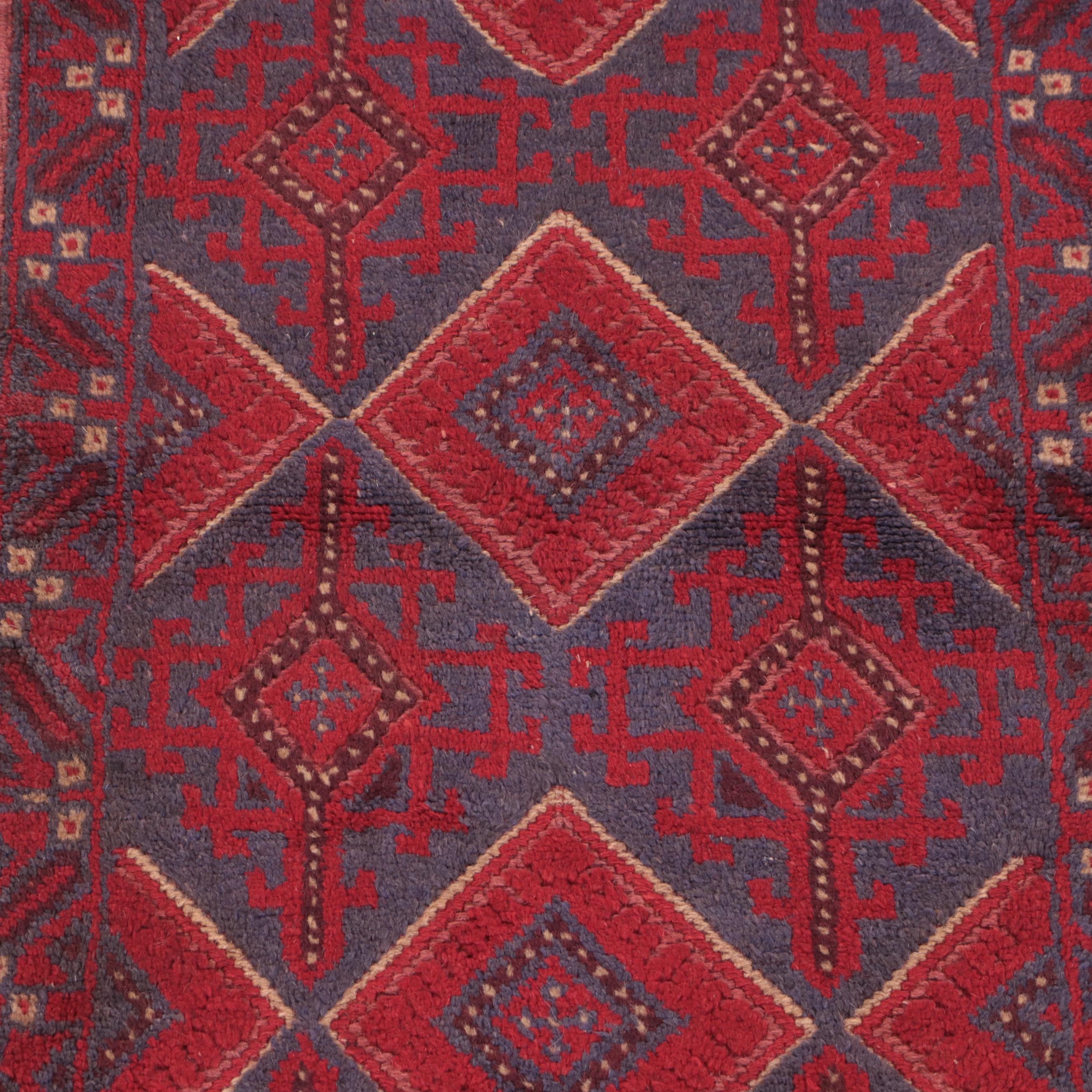 2'2 x 8'2 Hand-Knotted Afghan Baluch Mixed Technique Carpet Runner