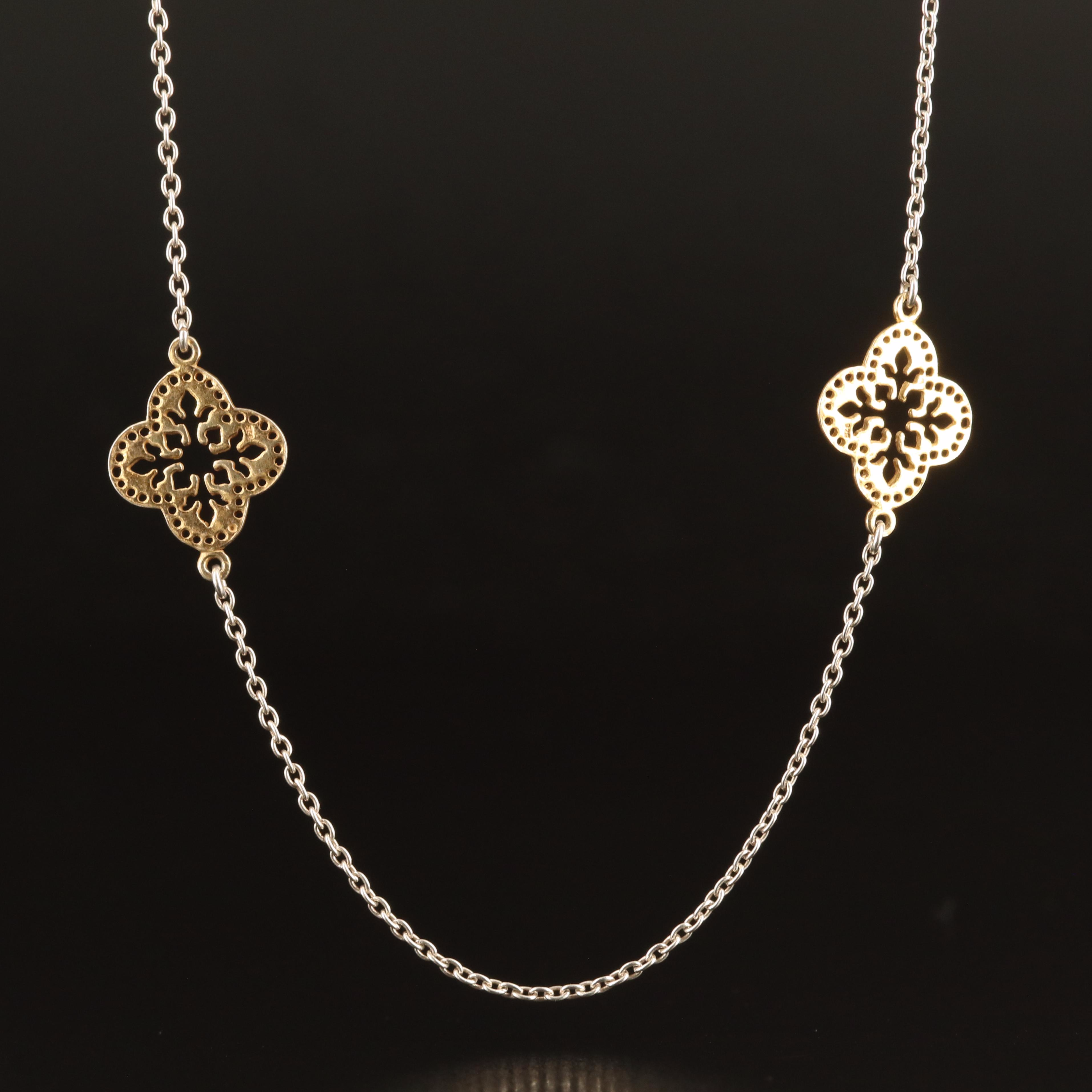 Sterling Quatrefoil Station Necklace