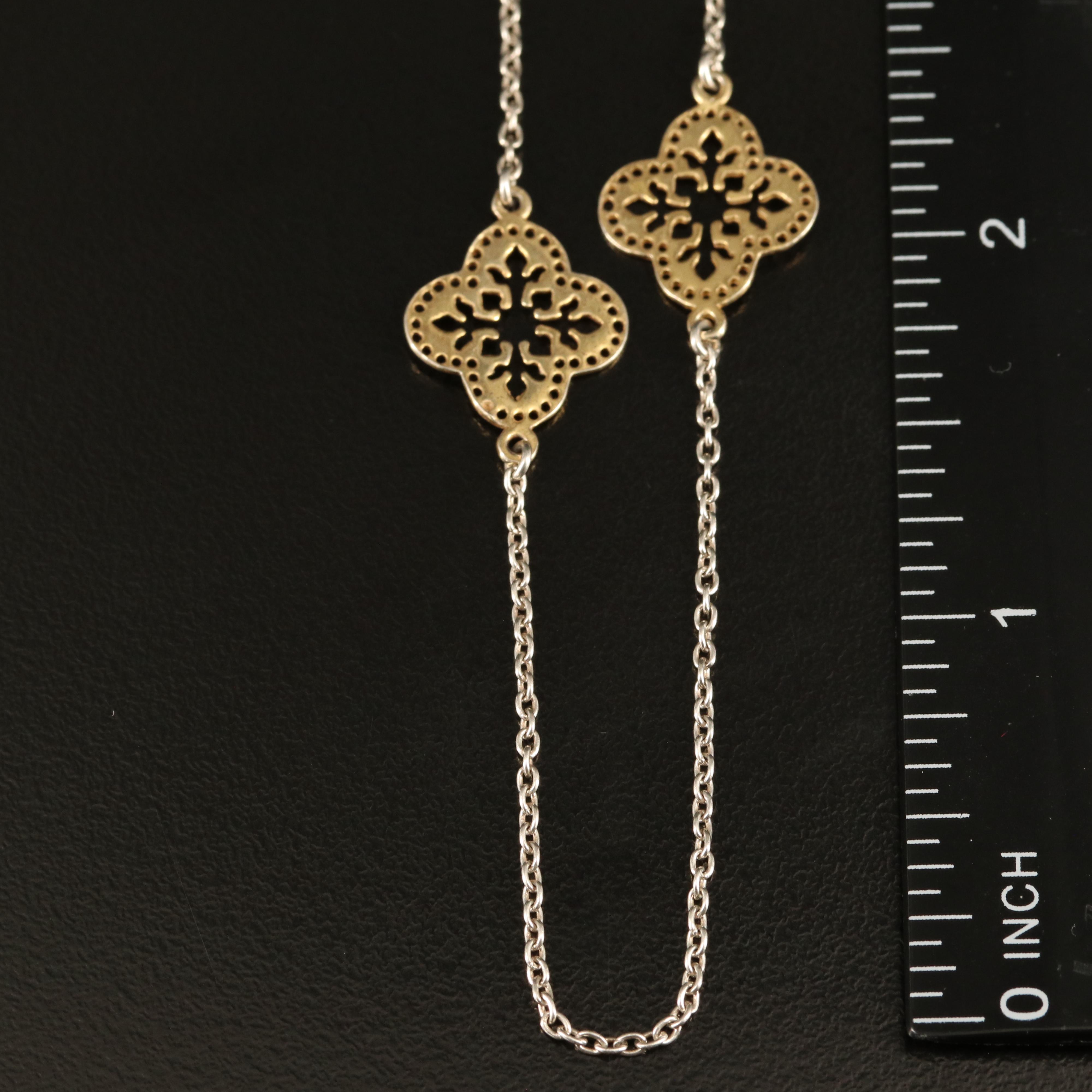 Sterling Quatrefoil Station Necklace
