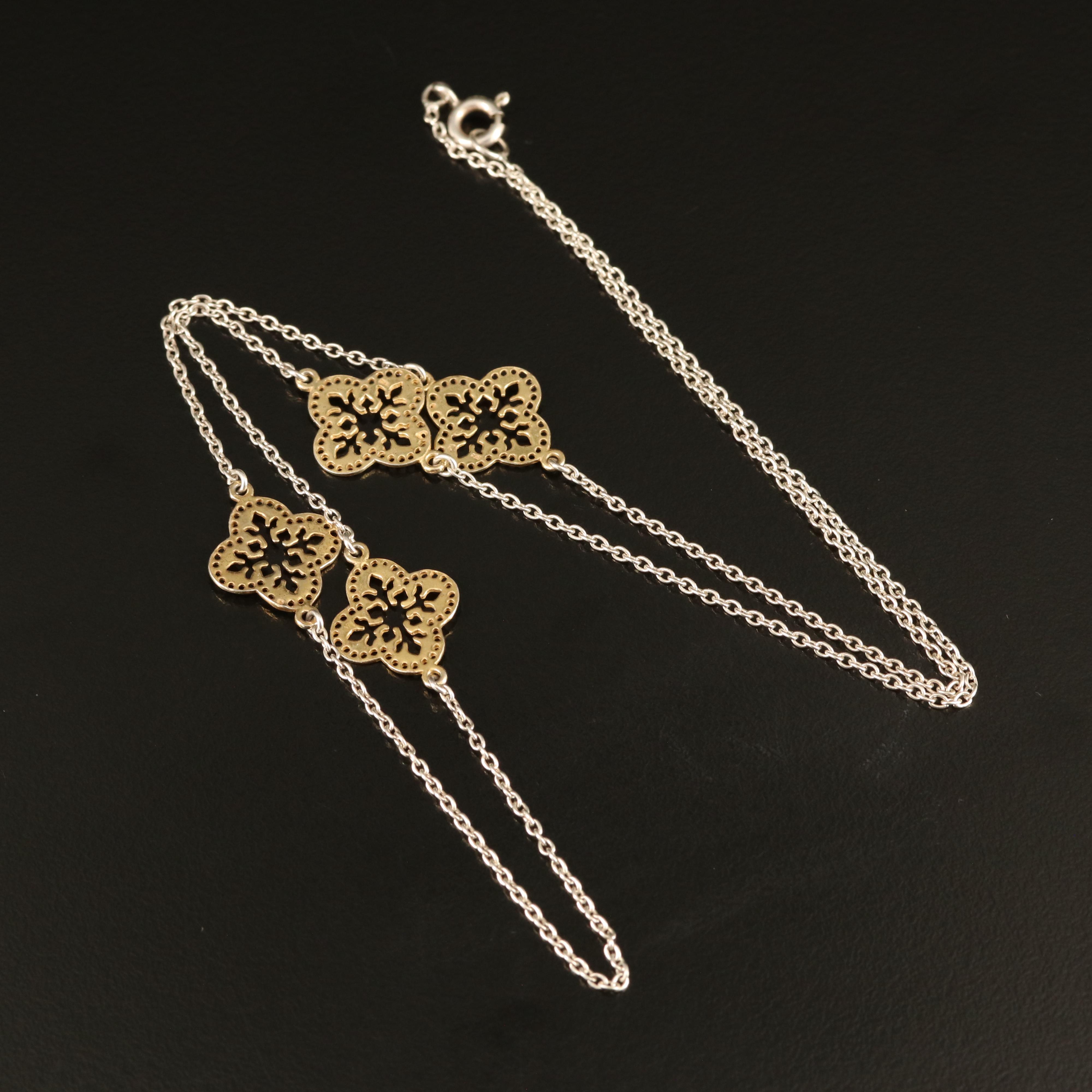 Sterling Quatrefoil Station Necklace