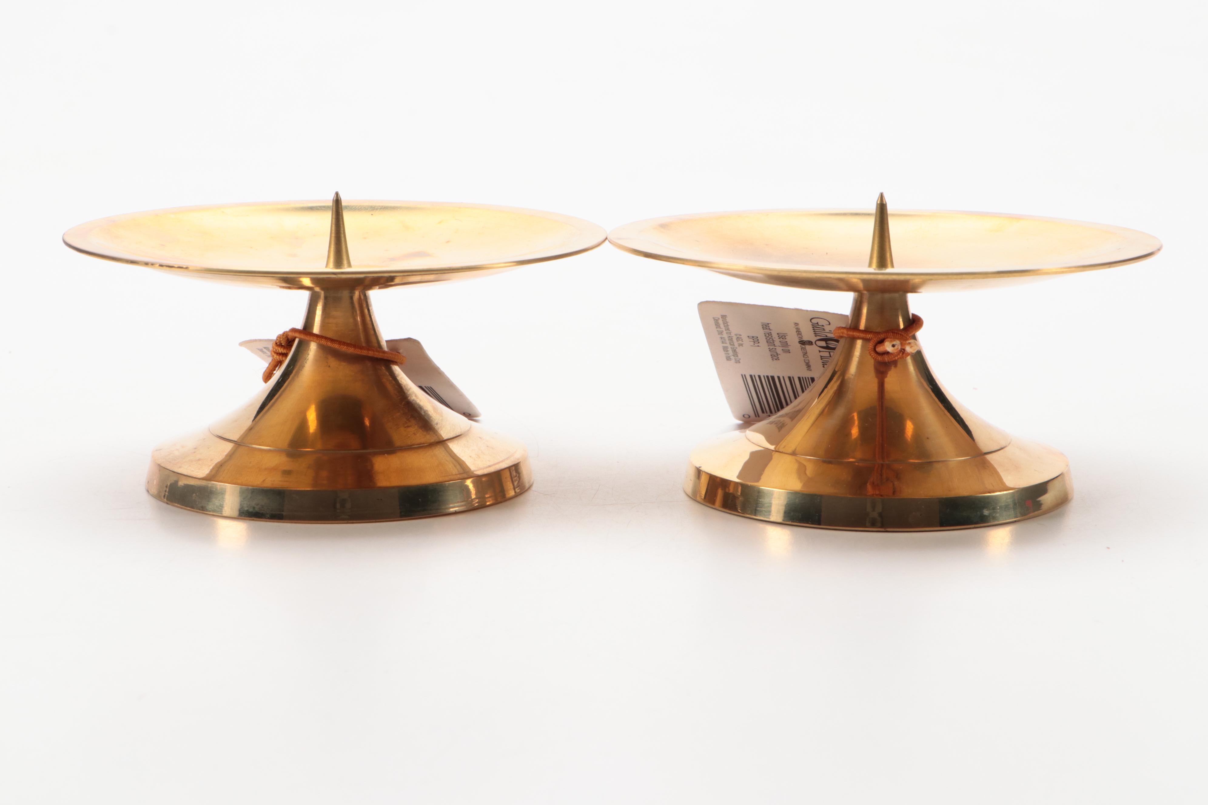 Glen Woods Studio Art Pottery Flower Frog with Brass Candle Holders