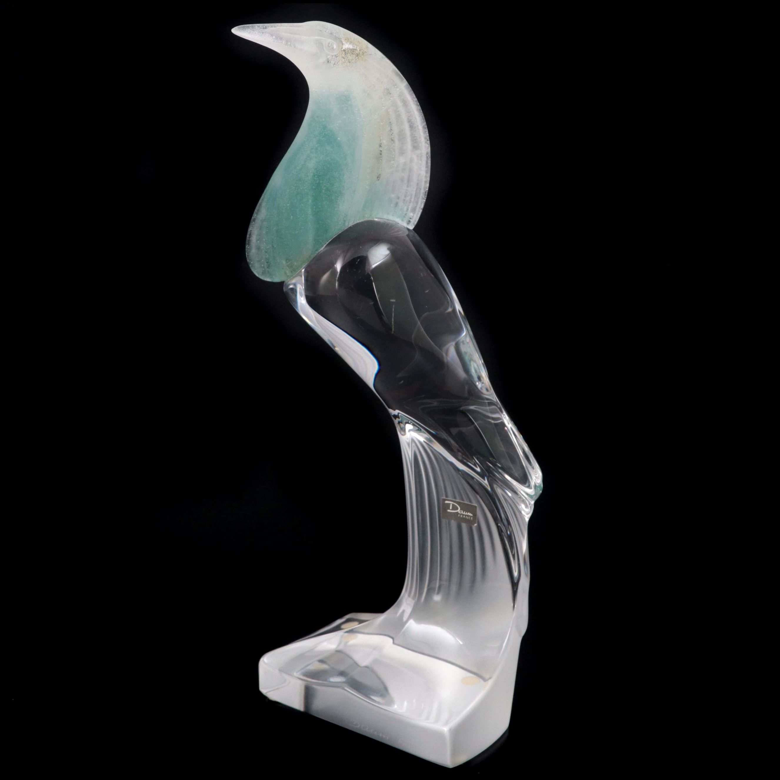 Daum France Pate-de-verre Art Glass Egret Sculpture