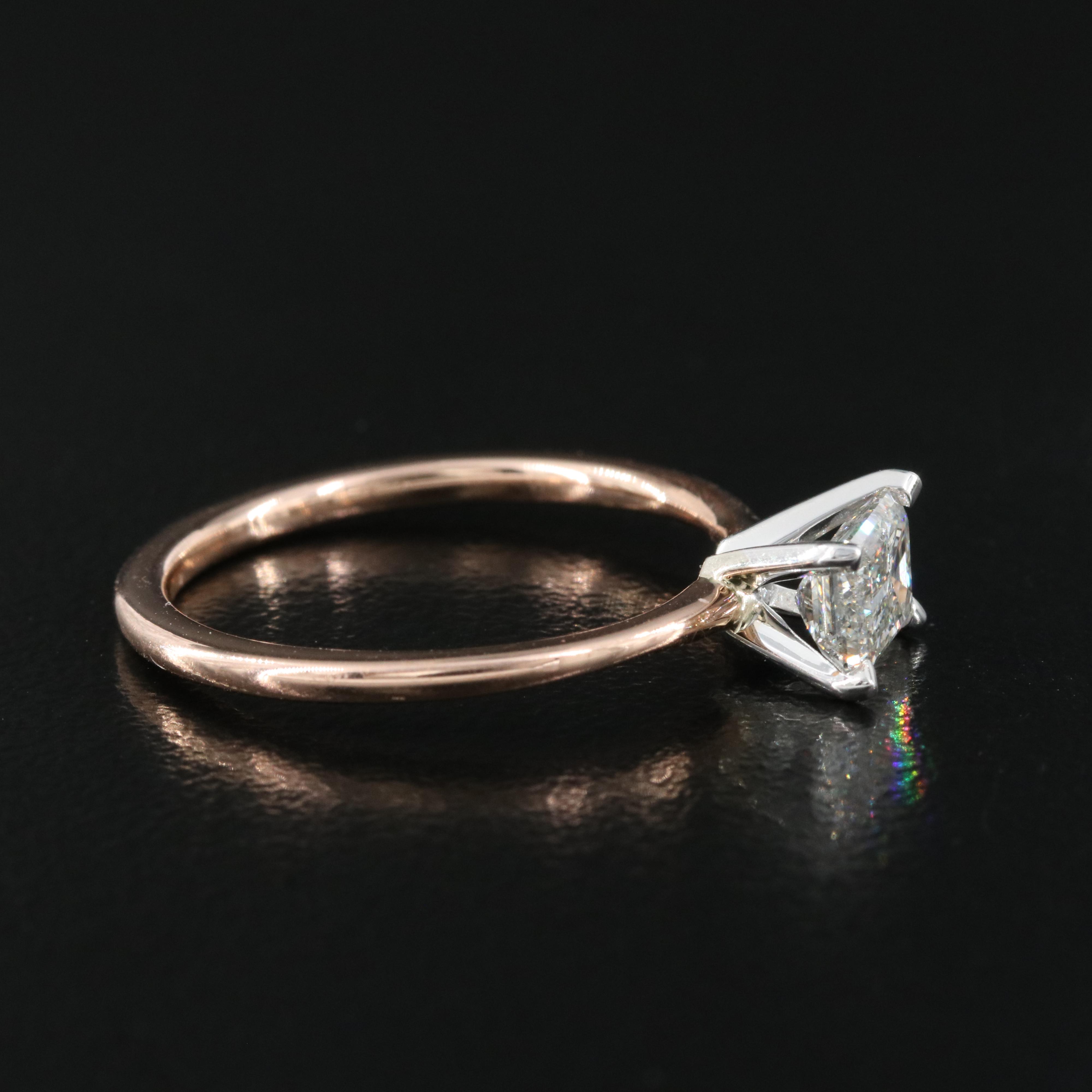 14K Rose Gold 0.86 CT Lab Grown Diamond Solitaire Ring with IGI Online Report